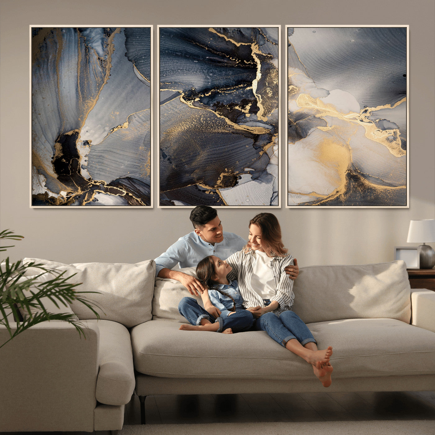 24068-MGV-CV-36X24-Luxury Abstract Wall Art – Gold & Gray Fluid Ink Painting Canvas, Modern Metallic Home Decor, Elegant Office or Living Room Accent