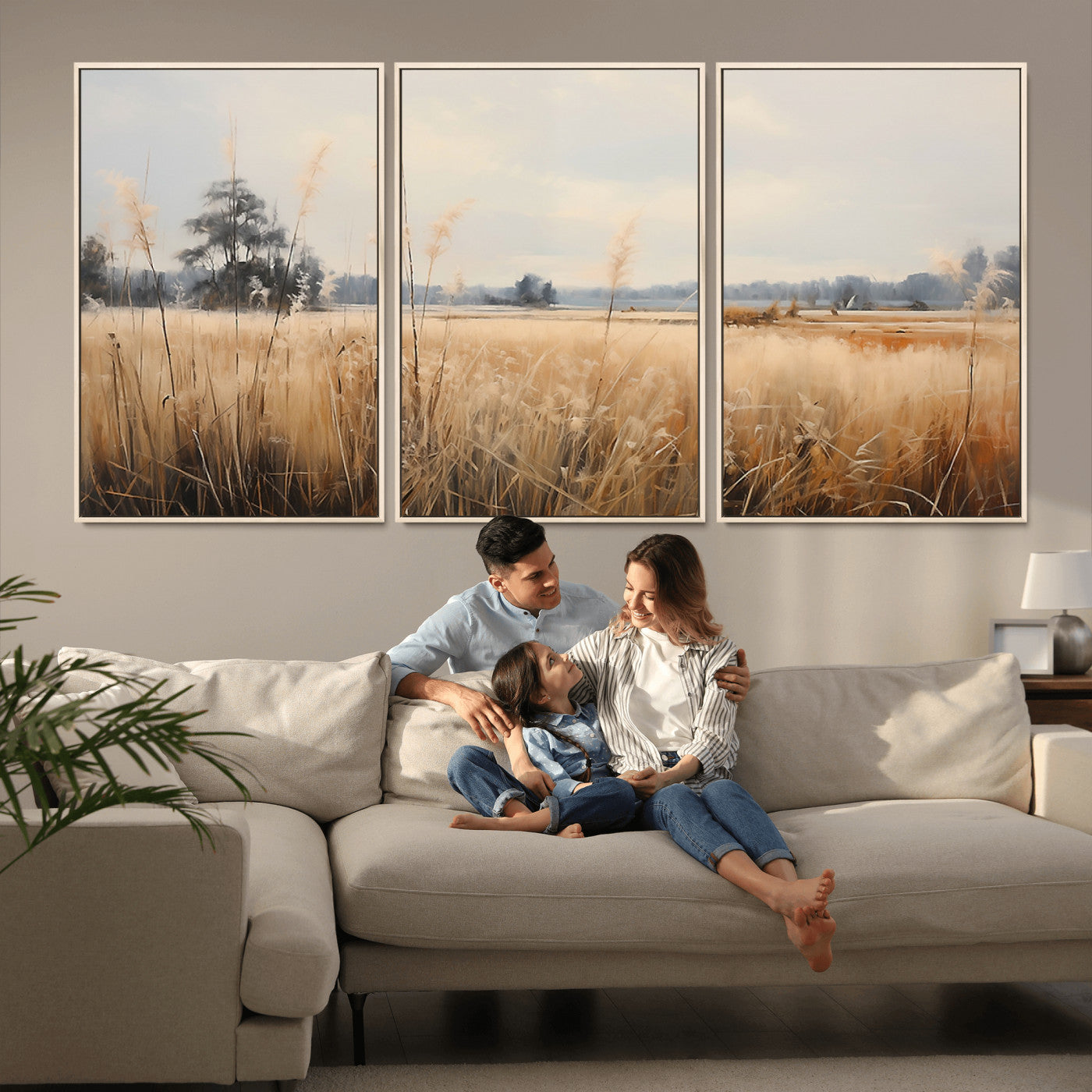 38193-MGV-CV-36X24-Golden Meadow Wall Art – Serene Grassland Landscape Canvas Print, Rustic Nature Decor for Bedroom, Living Room or Farmhouse