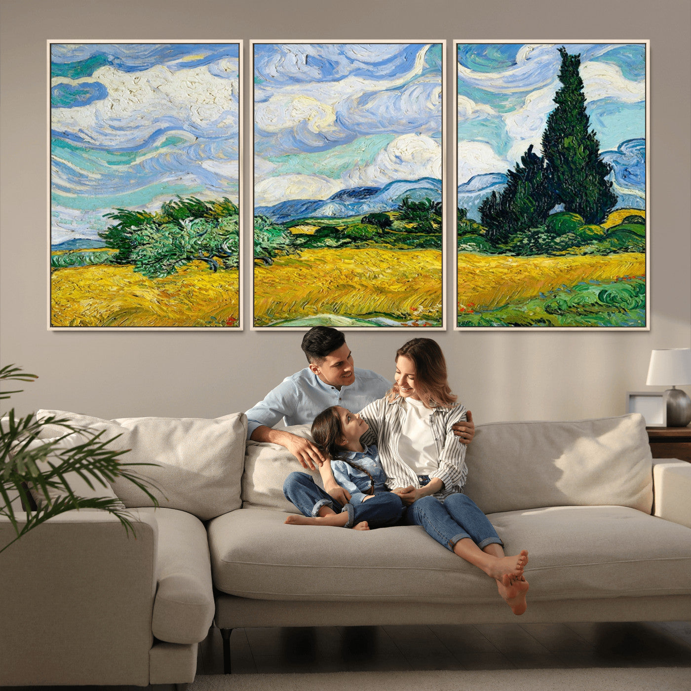 97252-MGV-CV-36X24-Wheat Field with Cypress – Van Gogh Wall Art, Impressionist Landscape Canvas Print, Rustic Home Decor for Living Room or Office