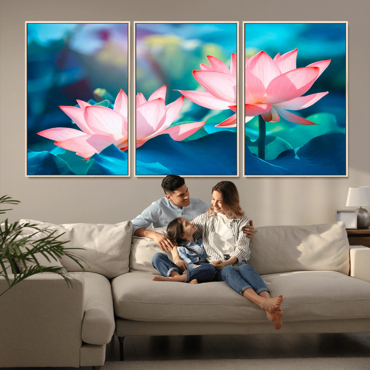 32559-MGV-CV-36X24-Lotus Flower Wall Art – Pink Water Lily Canvas Print, Tranquil Nature Decor for Living Room, Bedroom or Meditation Space