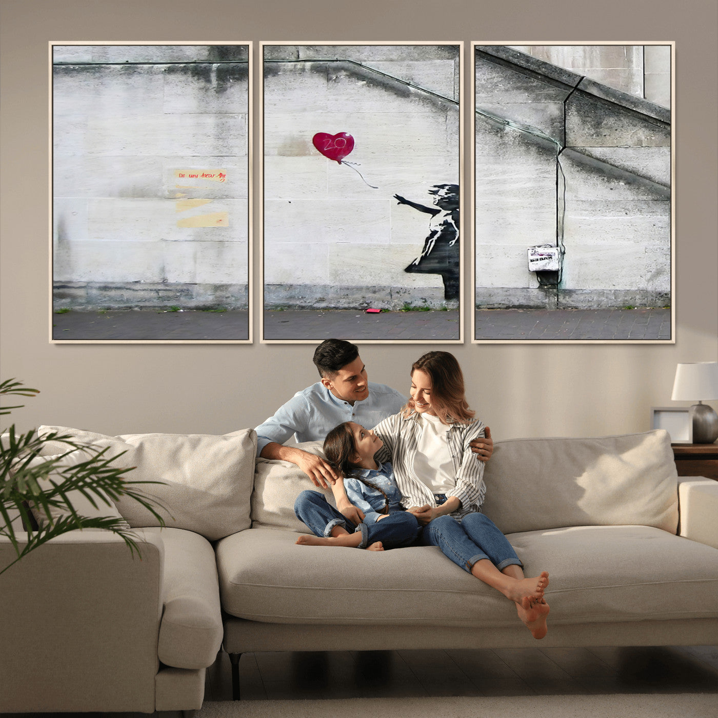50559-MGV-CV-36X24-Banksy Girl with Balloon Wall Art – Famous Street Graffiti Canvas Print, Modern Urban Artwork for Living Room, Bedroom or Office