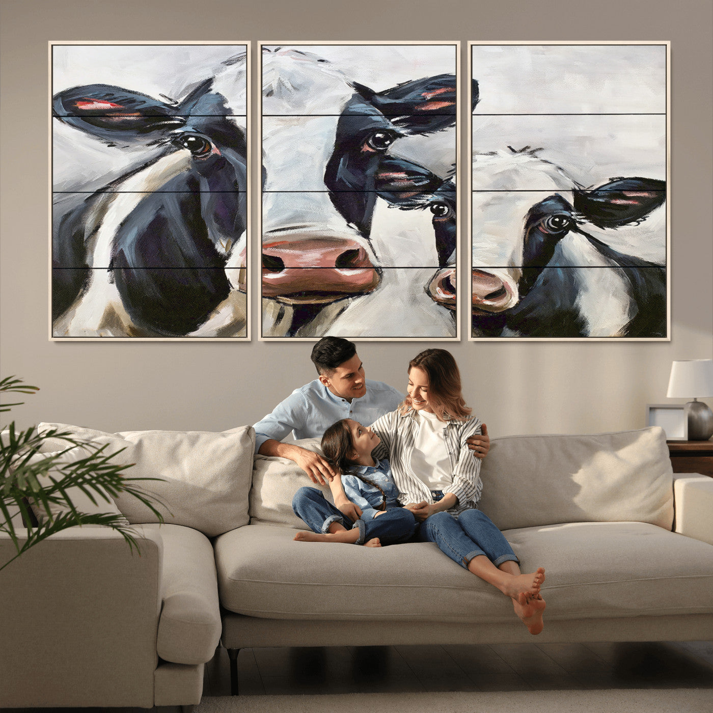 28934-MGV-CV-36X24-Farmhouse Cow Wall Art – Rustic Black and White Dairy Cattle Canvas Print, Country Barn Animal Painting for Kitchen, Living Room