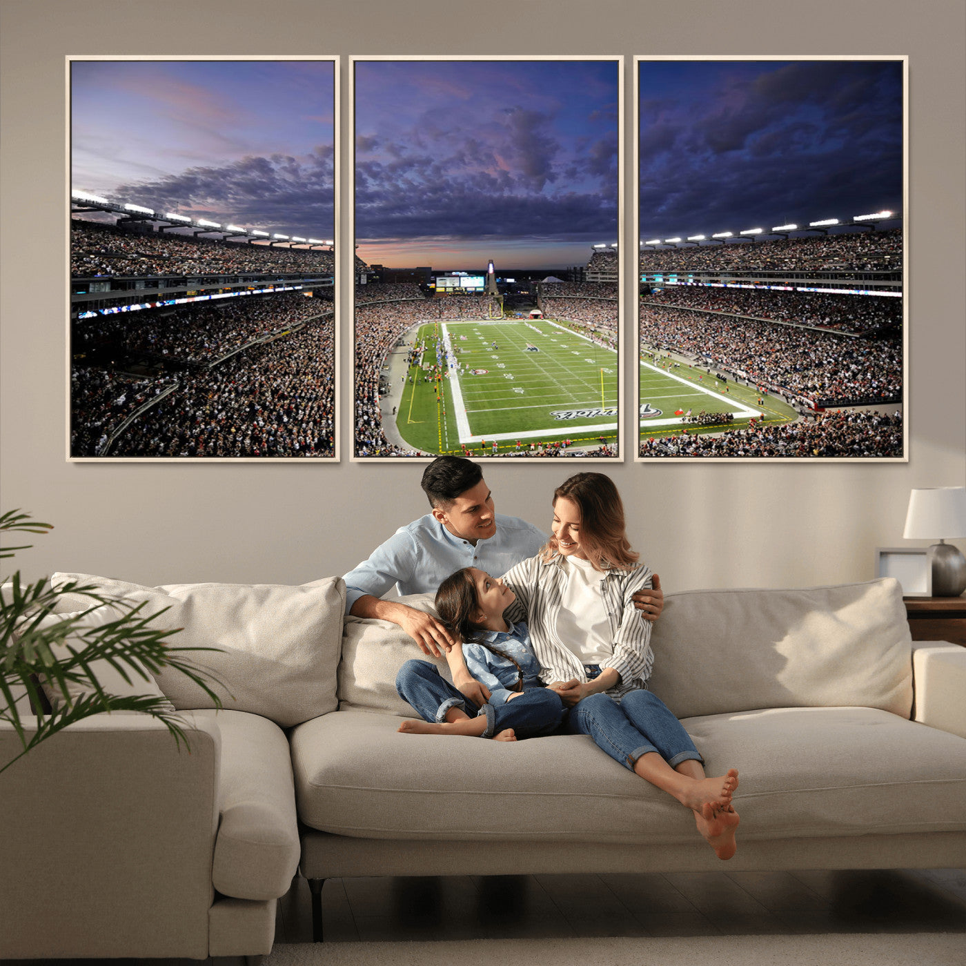 52712-MGV-CV-36X24-Gillette Stadium Field Wall Art Canvas Print, Framed Massachusetts Stadium Art Picture Print, Gillette Stadium Perfect Sport Room
