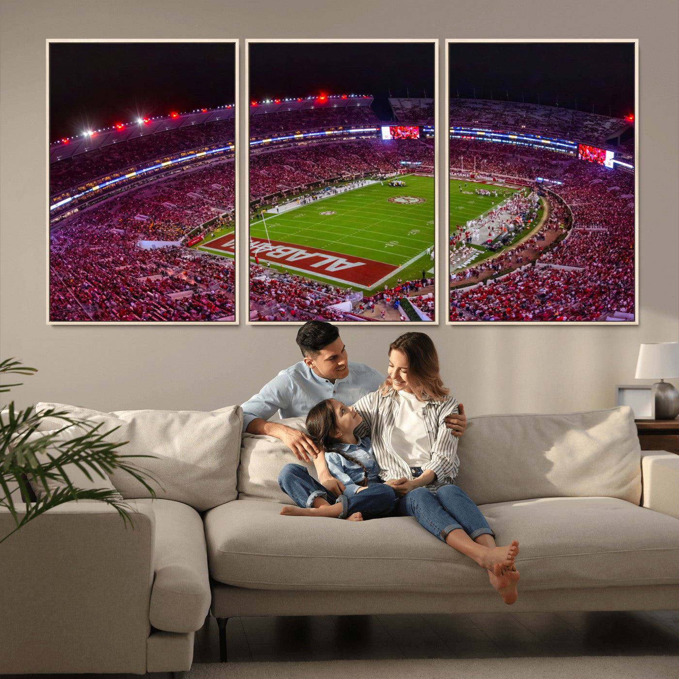 11343-MGV-CV-36X24-Bryant-Denny Stadium Wall Art – Panoramic Alabama Crimson Tide Football Field Canvas Print, Game Day Decor for Office, Man Cave or
