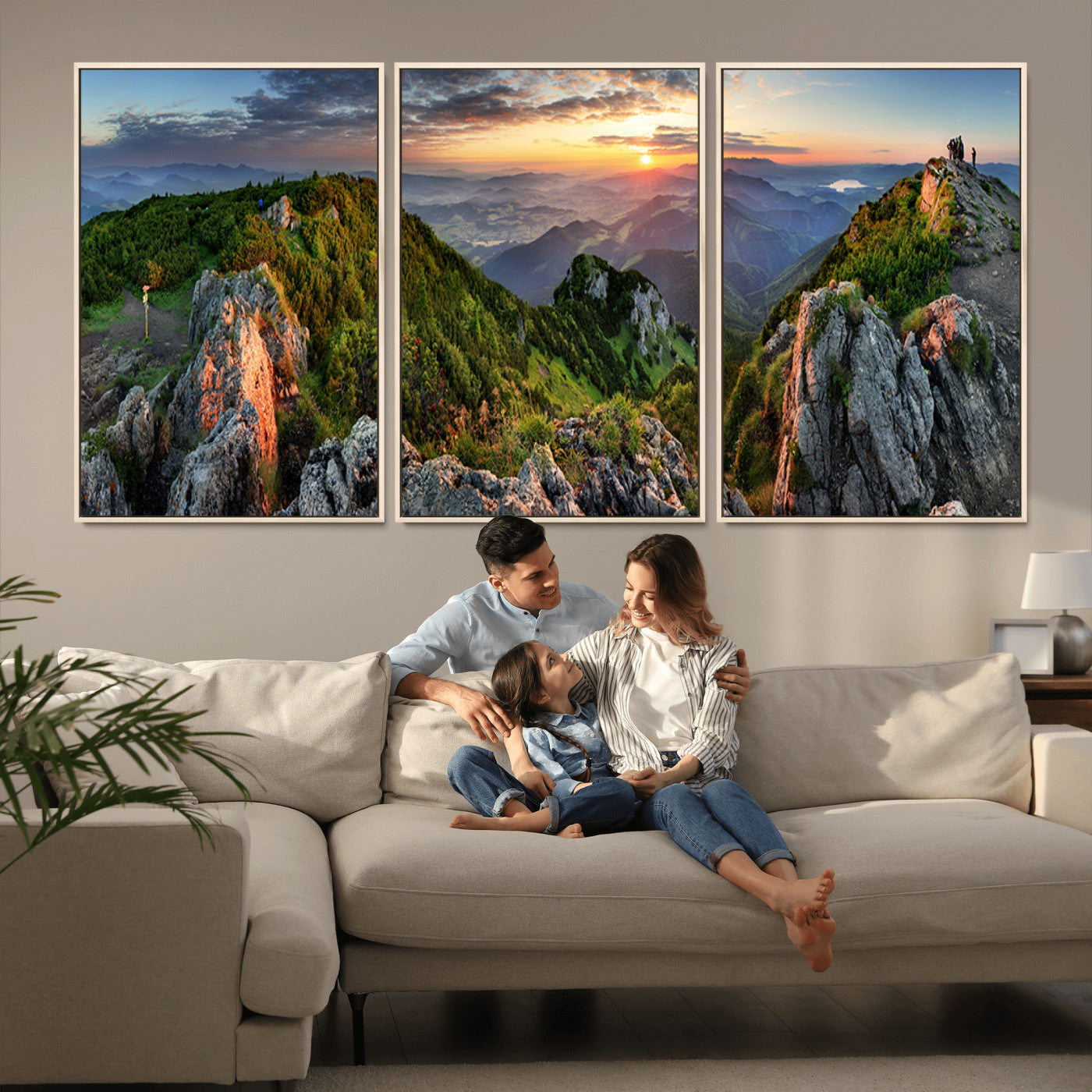 51582565-MGV-CV-36X24-Mountain Sunrise Panorama Wall Art – Scenic Landscape Canvas Print, Hiking Adventure Nature Photography, Large Mountain Range Wall