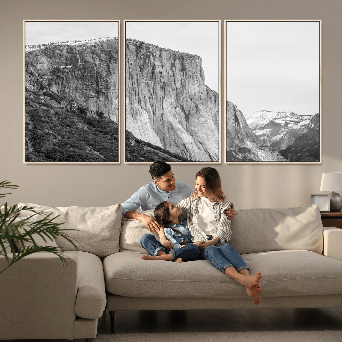 39393420-MGV-CV-36X24-El Capitan Wall Art Canvas Print, Framed Yosemite Cliff Art Picture Print, Monochrome Mountain Perfect Monochrome Sierra Decor