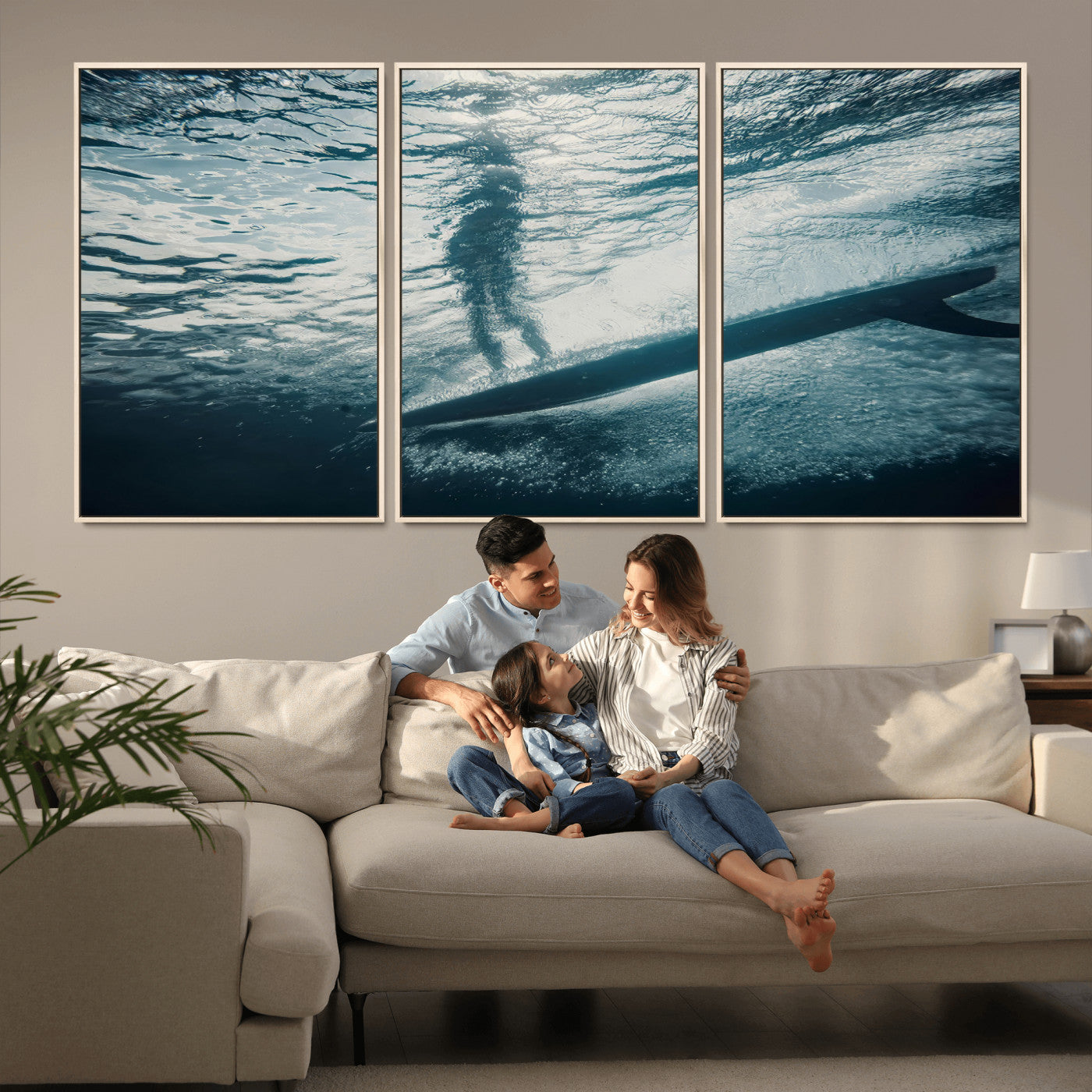 71192524-MGV-CV-36X24-Submerged Surf Wall Art Canvas Print, Framed Underwater Perspective Art Picture Print, Ocean Surf Perfect Coastal Adventure Decor