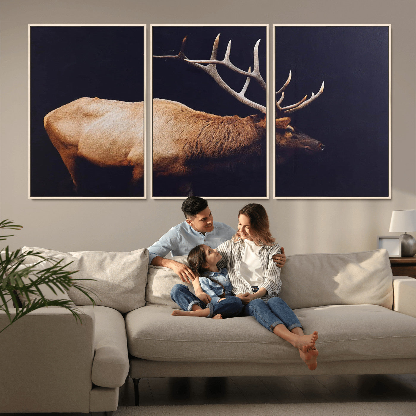89239257-MGV-CV-36X24-Bull Elk Decor Wall Art Canvas Print, Framed Elk Photography Art Picture Print, Rustic Wildlife Perfect Rustic Lodge Decor Artwork