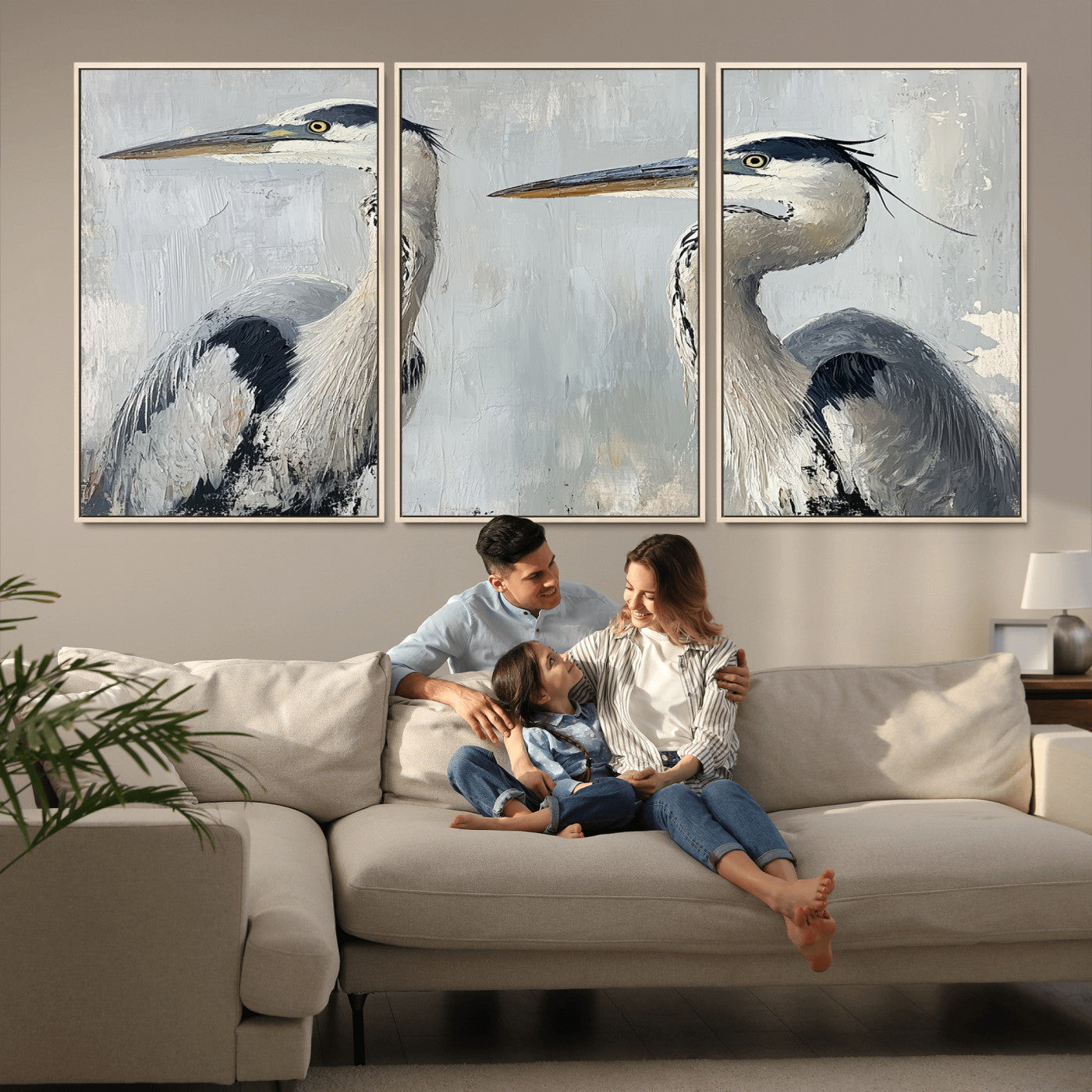 19427826-MGV-CV-36X24-Bird Canvas Decor Wall Art Canvas Print, Framed Coastal Bird Pair Art Picture Print, Minimalist Wildlife Wall Perfect Coastal