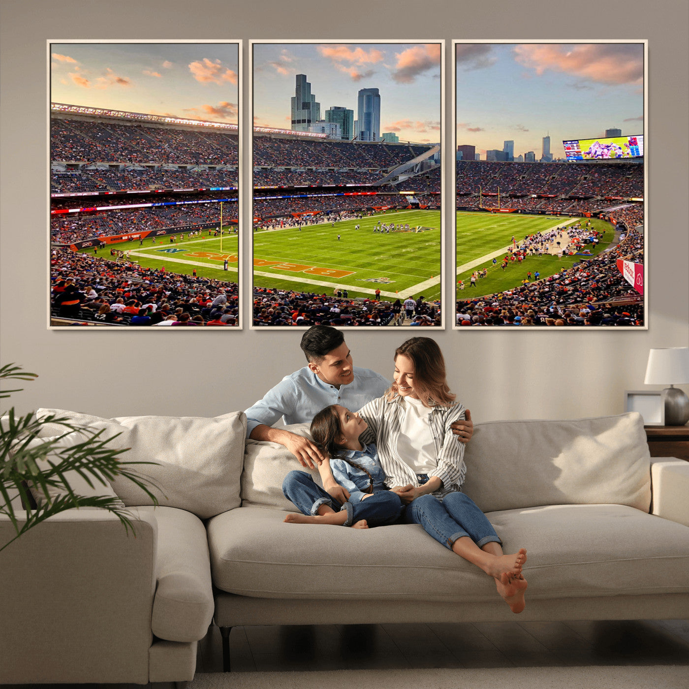 55377093-MGV-CV-36X24-Soldier Field Wall Art – Panoramic Chicago Bears Football Stadium Canvas Print, Game Day Sports Decor for Man Cave, Bar, Office,