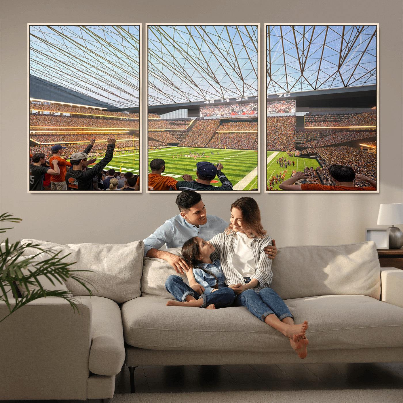81960112-MGV-CV-36X24-Futuristic Football Stadium Wall Art – Modern Dome Arena Canvas Print, Chicago Bears Concept Design Sports Decor for Man Cave or