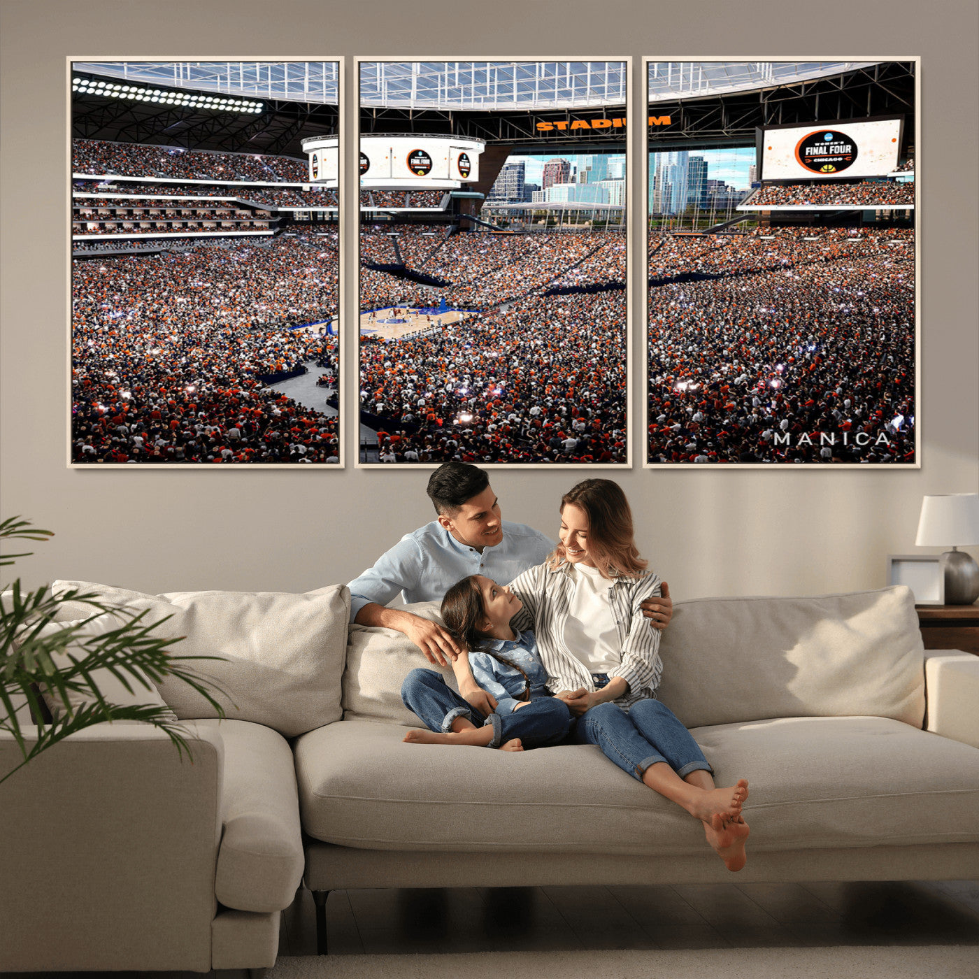 38616413-MGV-CV-36X24-Chicago Dome Stadium Wall Art – Futuristic Basketball Final Four Arena Canvas Print, Modern Sports Fan Decor for Man Cave or