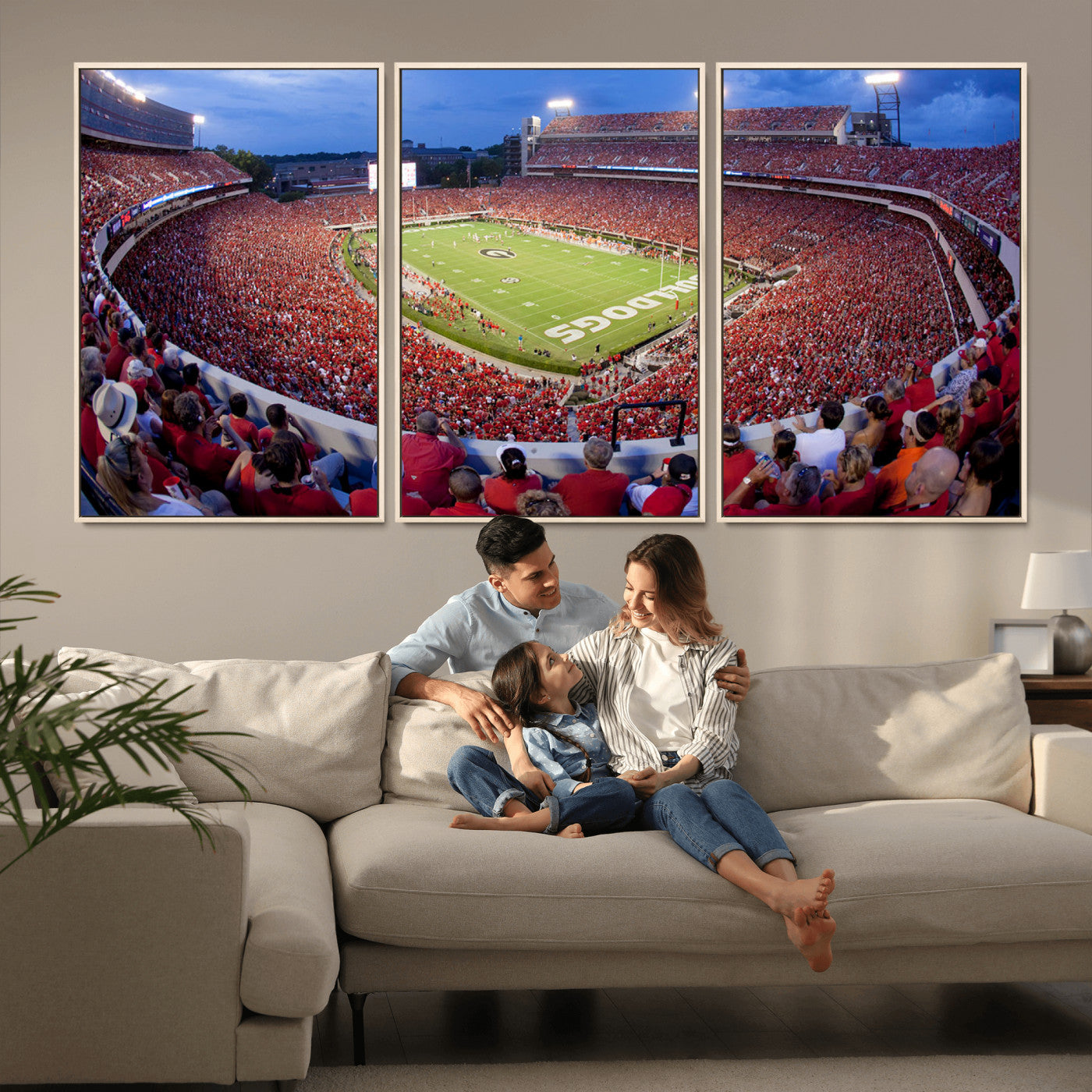 10244378-MGV-CV-36X24-Sanford Stadium Wall Art – Georgia Bulldogs Football Panoramic Evening Canvas Print, College Game Day Decor for Man Cave, Bar, or