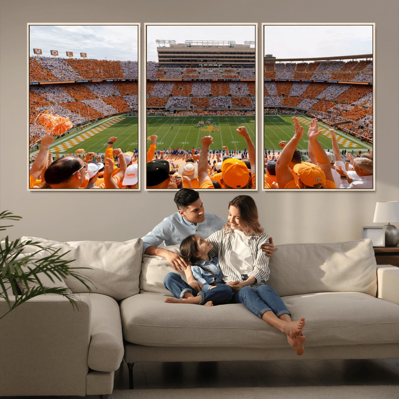 76011417-MGV-CV-36X24-Neyland Stadium Wall Art – Panoramic Tennessee Volunteers Checkerboard Crowd Canvas Print, Day Game Football Celebration Sports