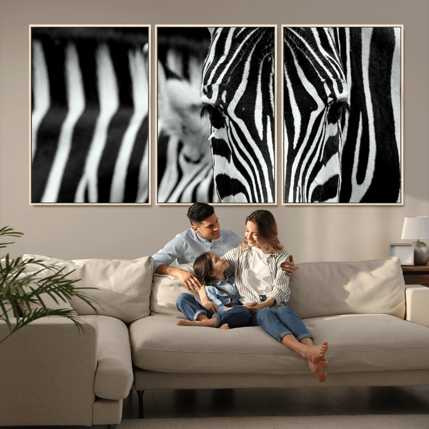 43631-MGV-CV-36X24-Zebra Wall Art – Black & White Safari Wildlife Canvas Print, Modern Animal Photography Decor for Living Room, Office, or Bedroom