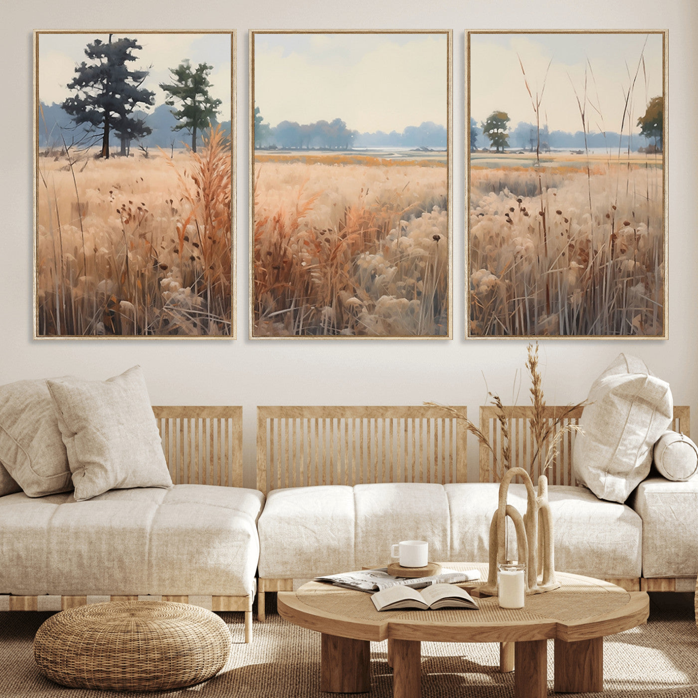 98822-MGV-CV-36X24-Autumn Meadow Wall Art – Tranquil Grassland Landscape Canvas Print, Rustic Country Decor for Living Room, Bedroom or Farmhouse