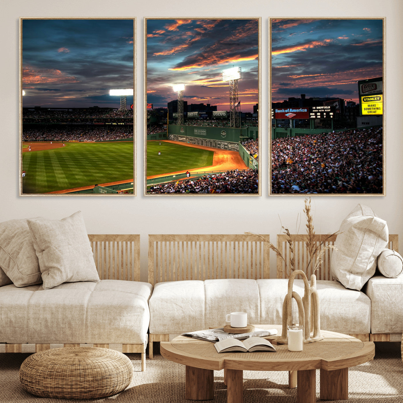 66781-MGV-CV-36X24-Baseball Stadium Wall Art – Canvas Print Evening Game Field Packed Crowd Sunset Sky Sports Photography, Dynamic Decor for Game