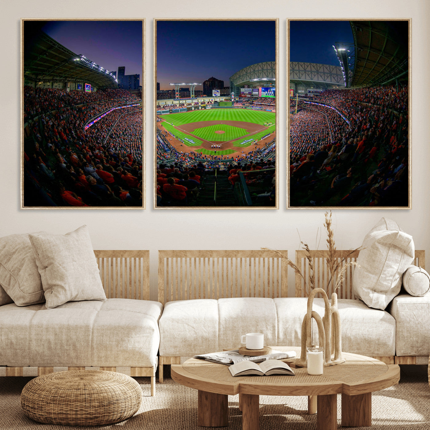 44322-MGV-CV-36X24-Minute Maid Park Wall Art Canvas Print, Framed Houston Astros Stadium Art Picture Print, Houston Astros Field Perfect Sports Room