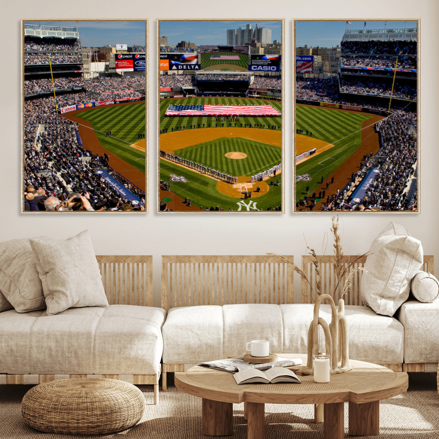 20879-MGV-CV-36X24-Yankee Stadium Wall Art Canvas Print, Framed New York Stadium Art Picture Print, Yankee Field Perfect Sport Room Decor Artwork