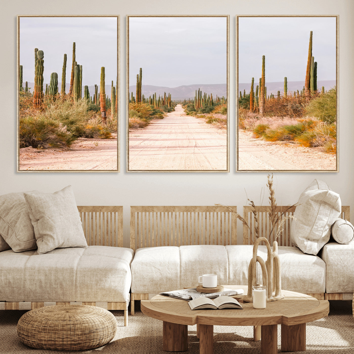30742780-MGV-CV-36X24-Desert Cactus Wall Art Canvas Print, Framed Southwestern Art Picture Print, Bohemian Western Perfect Southwestern Boho Decor