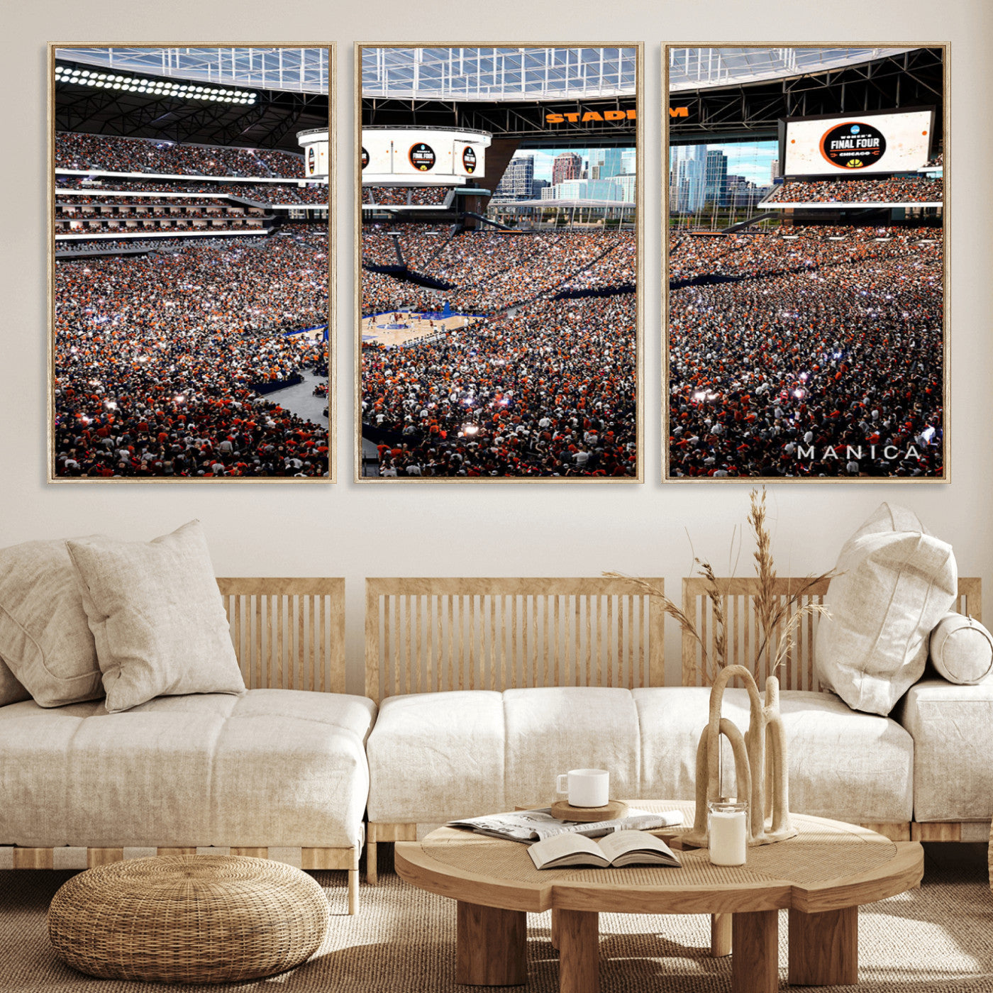 38616413-MGV-CV-36X24-Chicago Dome Stadium Wall Art – Futuristic Basketball Final Four Arena Canvas Print, Modern Sports Fan Decor for Man Cave or