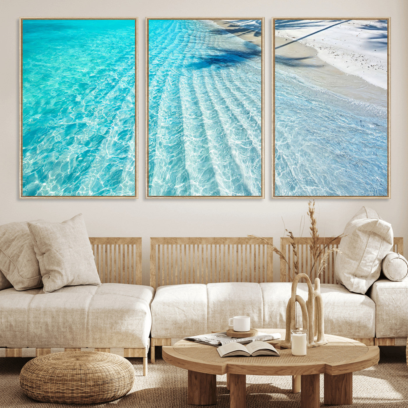 68127042-MGV-CV-36X24-Beach Wall Art – Tropical Ocean Canvas Print, Clear Water and White Sand Photography Decor for Bedroom, Living Room, Office,