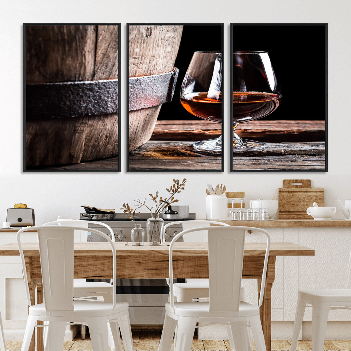 50839-MGV-CV-36X24-Barrel & Brandy Wall Art – Rustic Whiskey Barrel and Brandy Glass Canvas Print, Elegant Home Bar or Lounge Decor for Office, Man