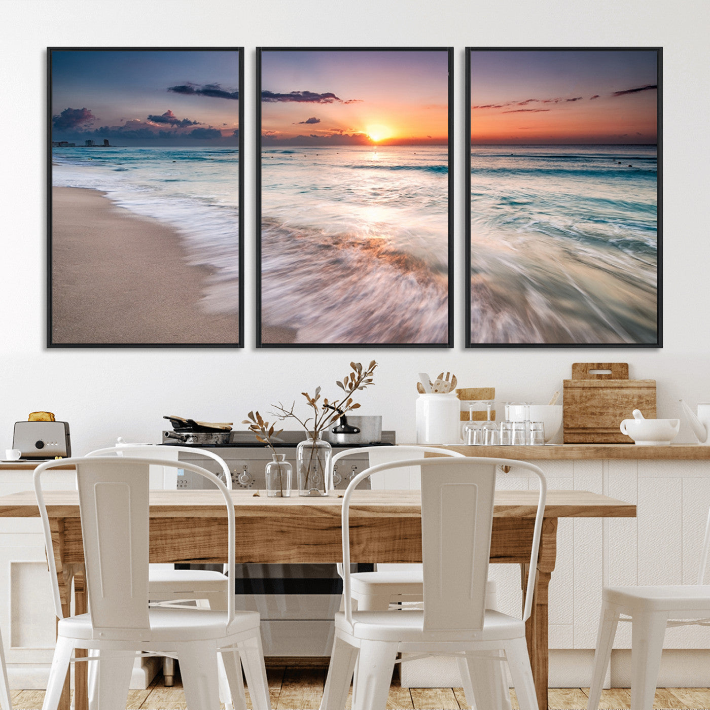 71849-MGV-CV-36X24-Sunrise Ocean Beach Wall Art – Serene Seascape Canvas Print with Gentle Waves, Coastal Nature Decor for Bedroom, Living Room or