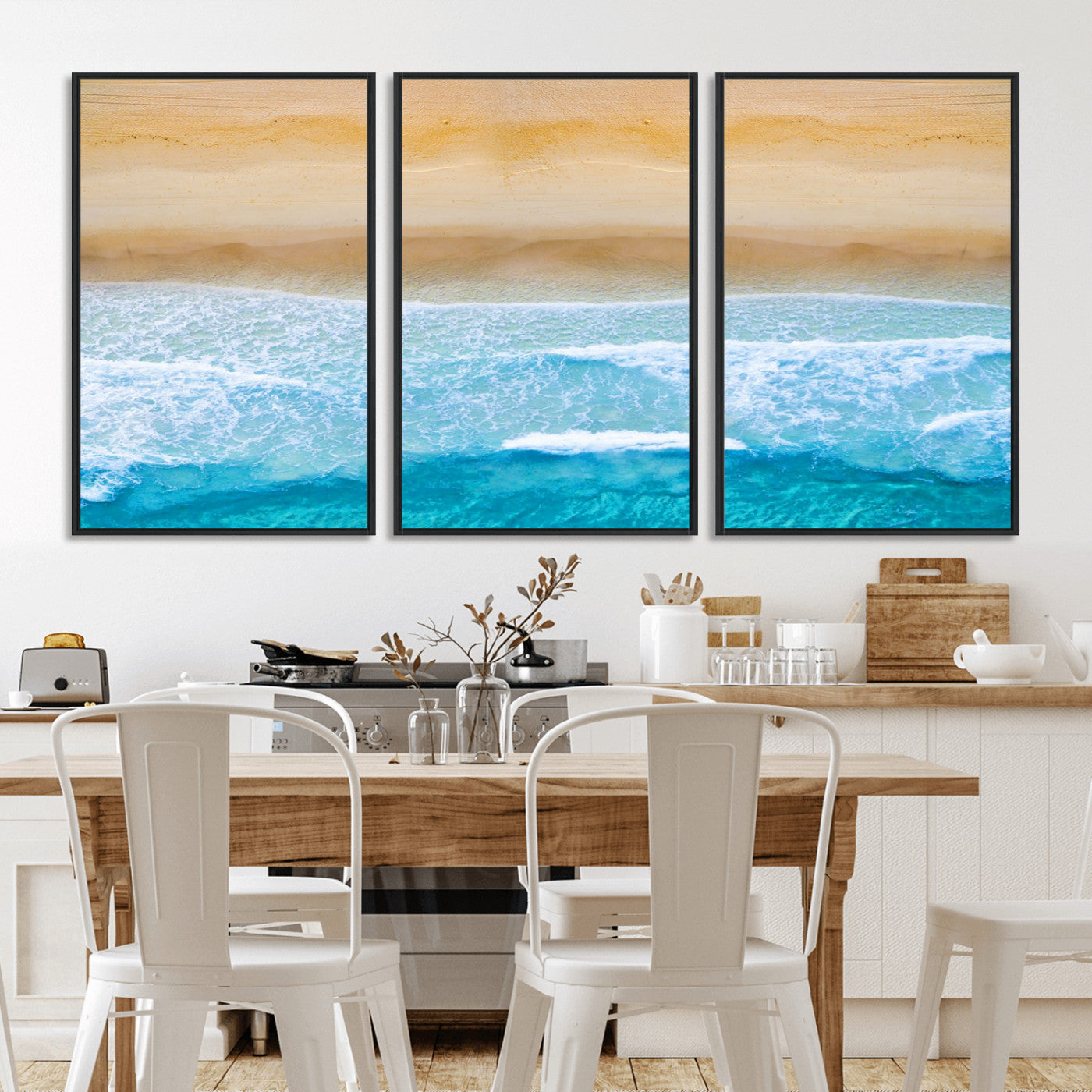 43046-MGV-CV-36X24-Aerial Beach Wall Art – Serene Ocean Waves & Sandy Shore Canvas Print, Coastal Home Decor for Living Room, Bedroom or Office