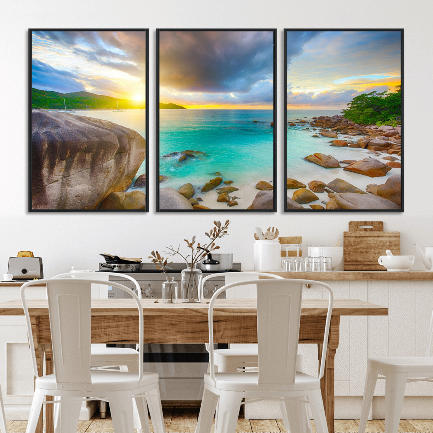 23769-MGV-CV-36X24-Tropical Beach Sunset Wall Art – Serene Ocean Canvas Print, Coastal Landscape Decor for Living Room, Bedroom or Office, Peaceful