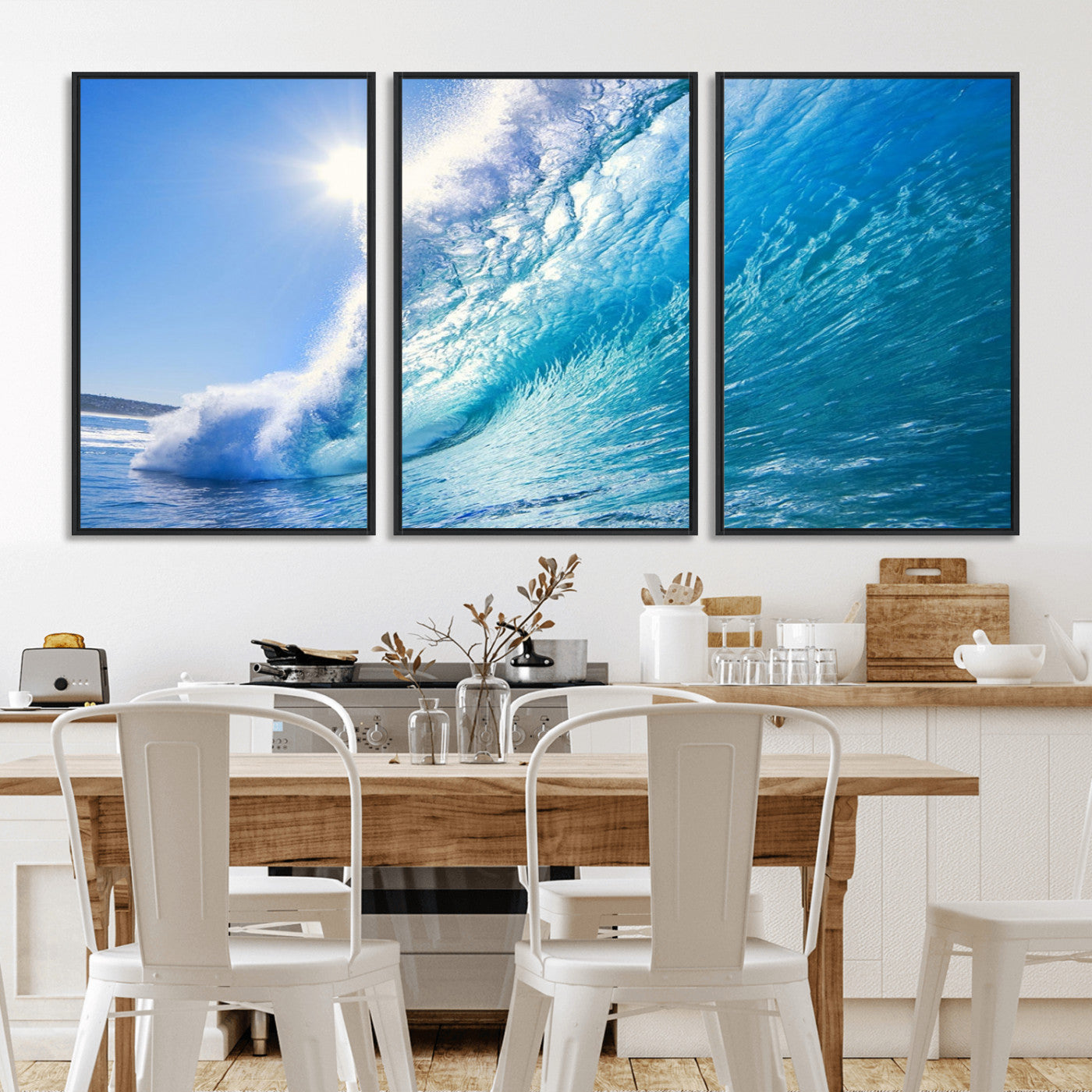 37494-MGV-FC-60X30-3P_Black-Ocean Wave Canvas Art – Stunning Blue Wave Photography, Coastal Wall Decor for Living Room, Bedroom or Office