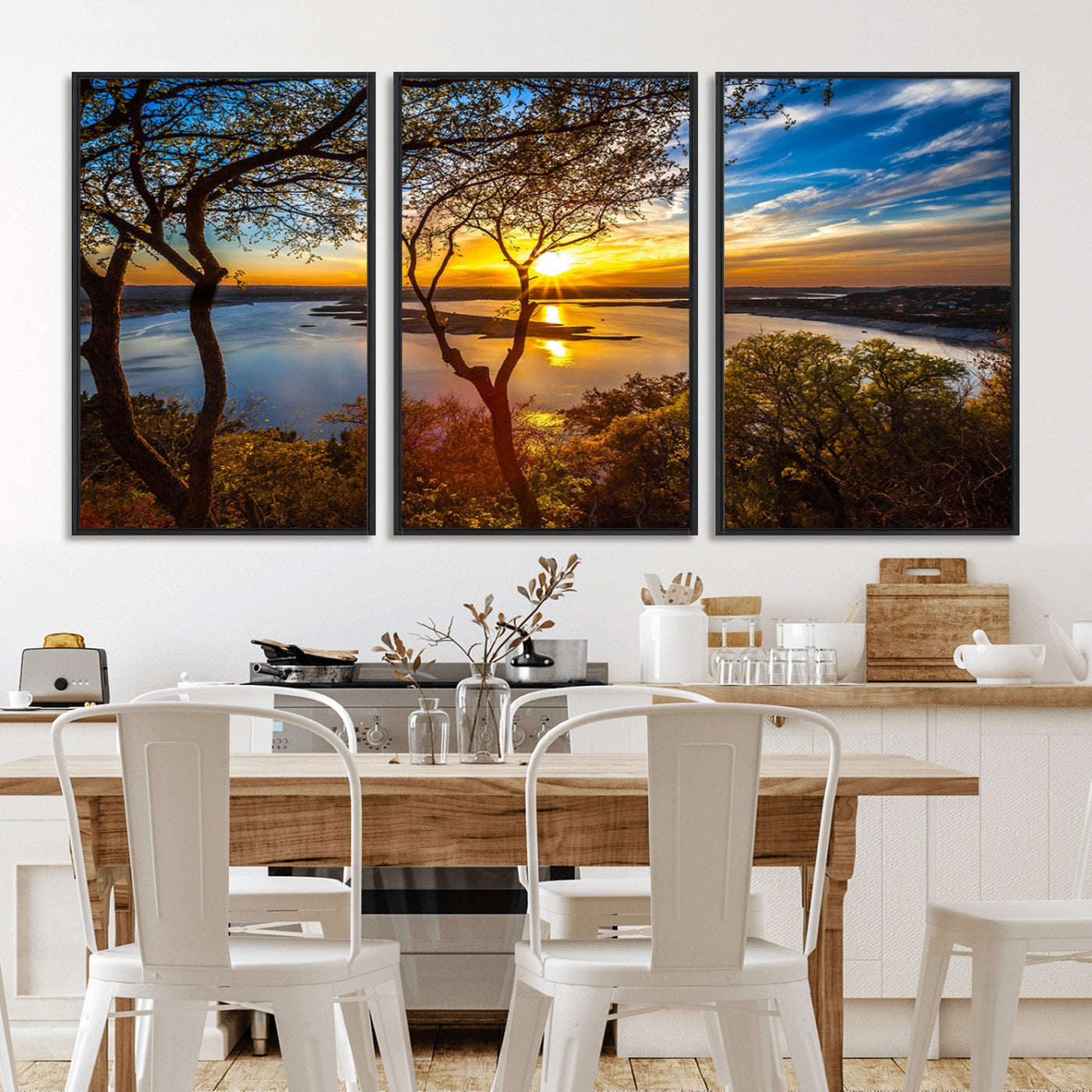 71863-MGV-CV-36X24-Lake Sunset Wall Art – Scenic Nature Canvas Print with Trees and Golden Sky, Serene Landscape Decor for Living Room, Bedroom or