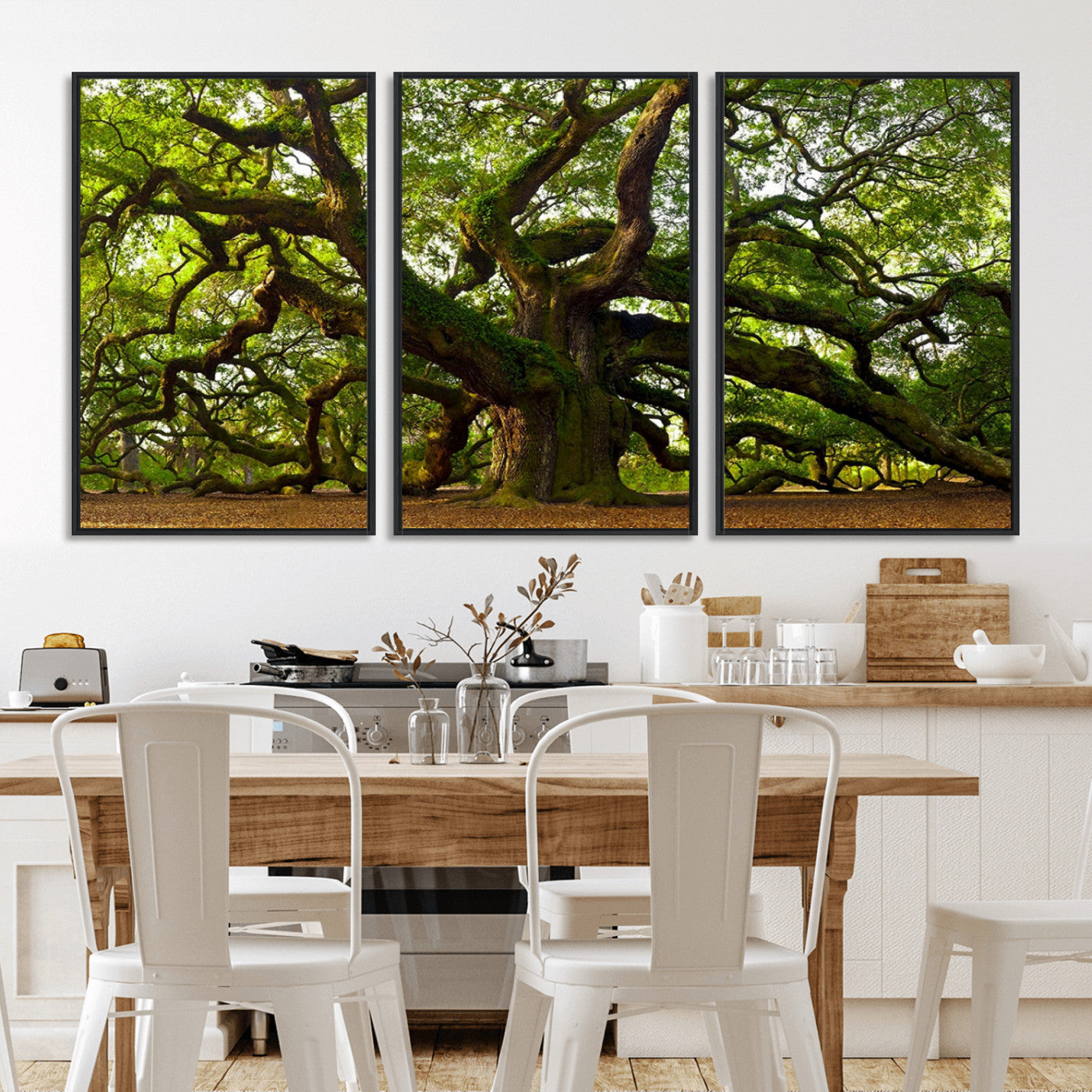 29407-MGV-FC-60X30-3P_Black-Ancient Oak Tree Wall Art – Majestic Nature Canvas Print, Large Tree Photography Decor for Living Room or Office