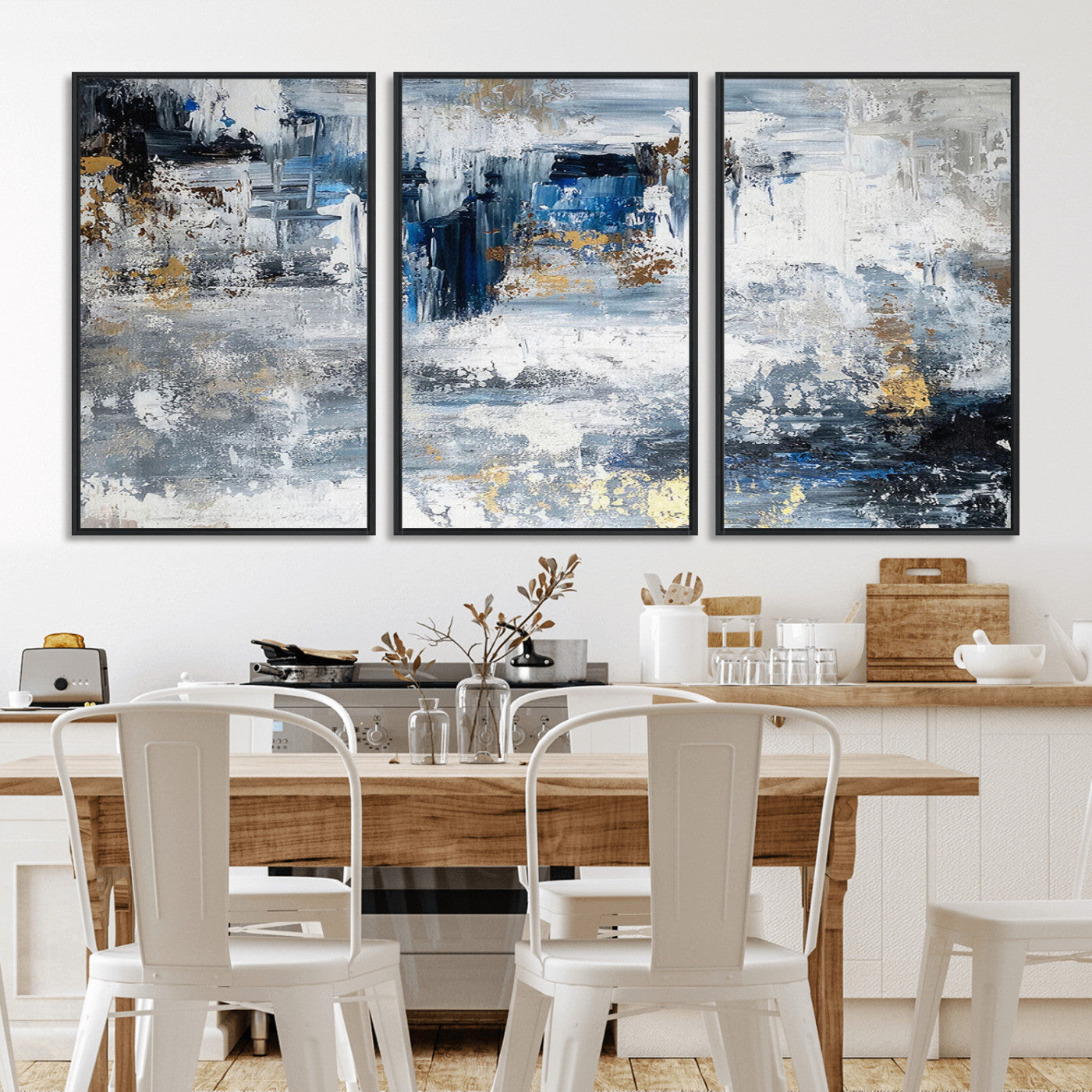 59716-MGV-CV-36X24-Abstract Blue and Gold Wall Art – Modern Textured Canvas Print, Contemporary Painting for Living Room, Bedroom, or Office Decor