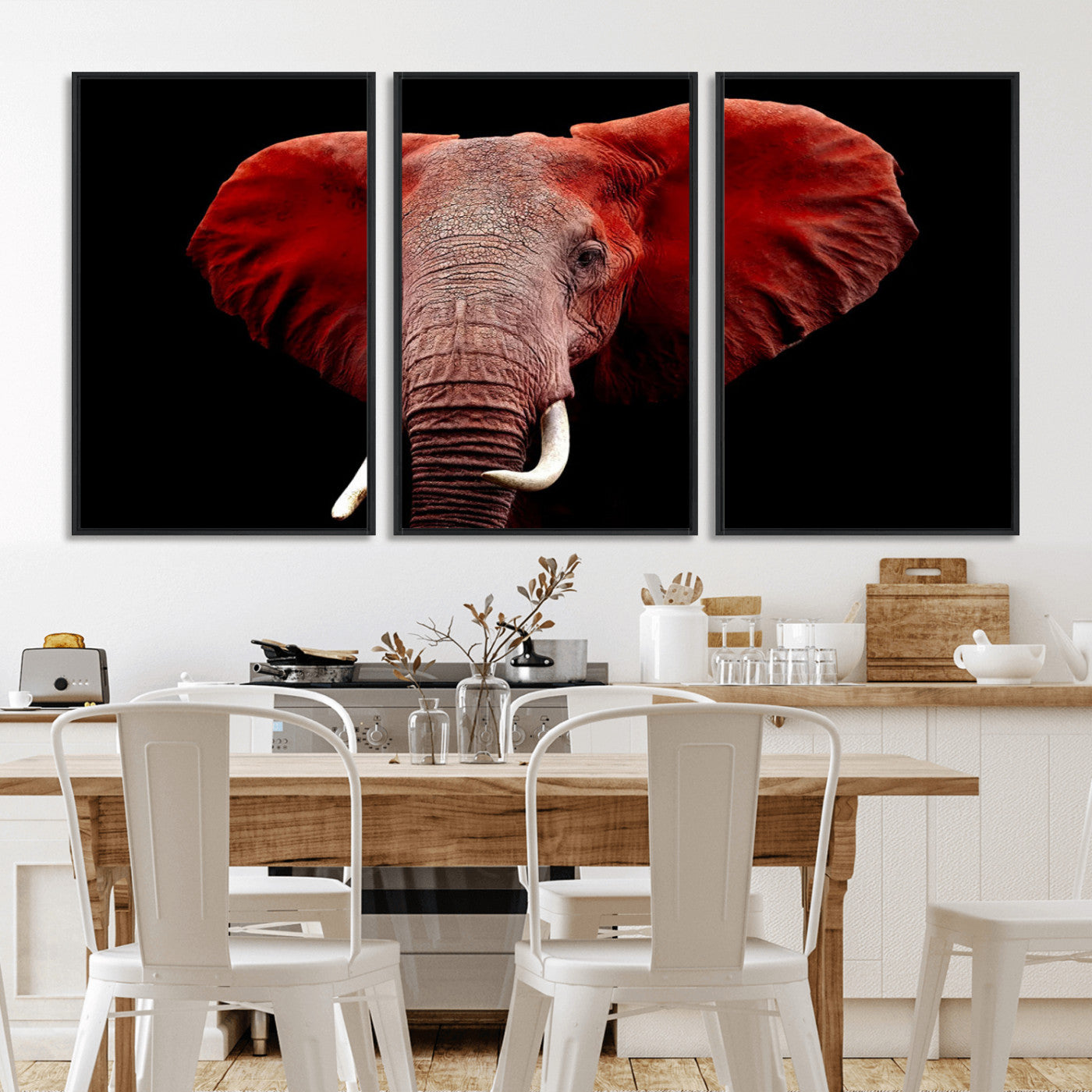 14788-MGV-CV-36X24-Red Elephant Wall Art – Bold Wildlife Canvas Print, African Safari Animal Decor for Living Room, Bedroom or Office