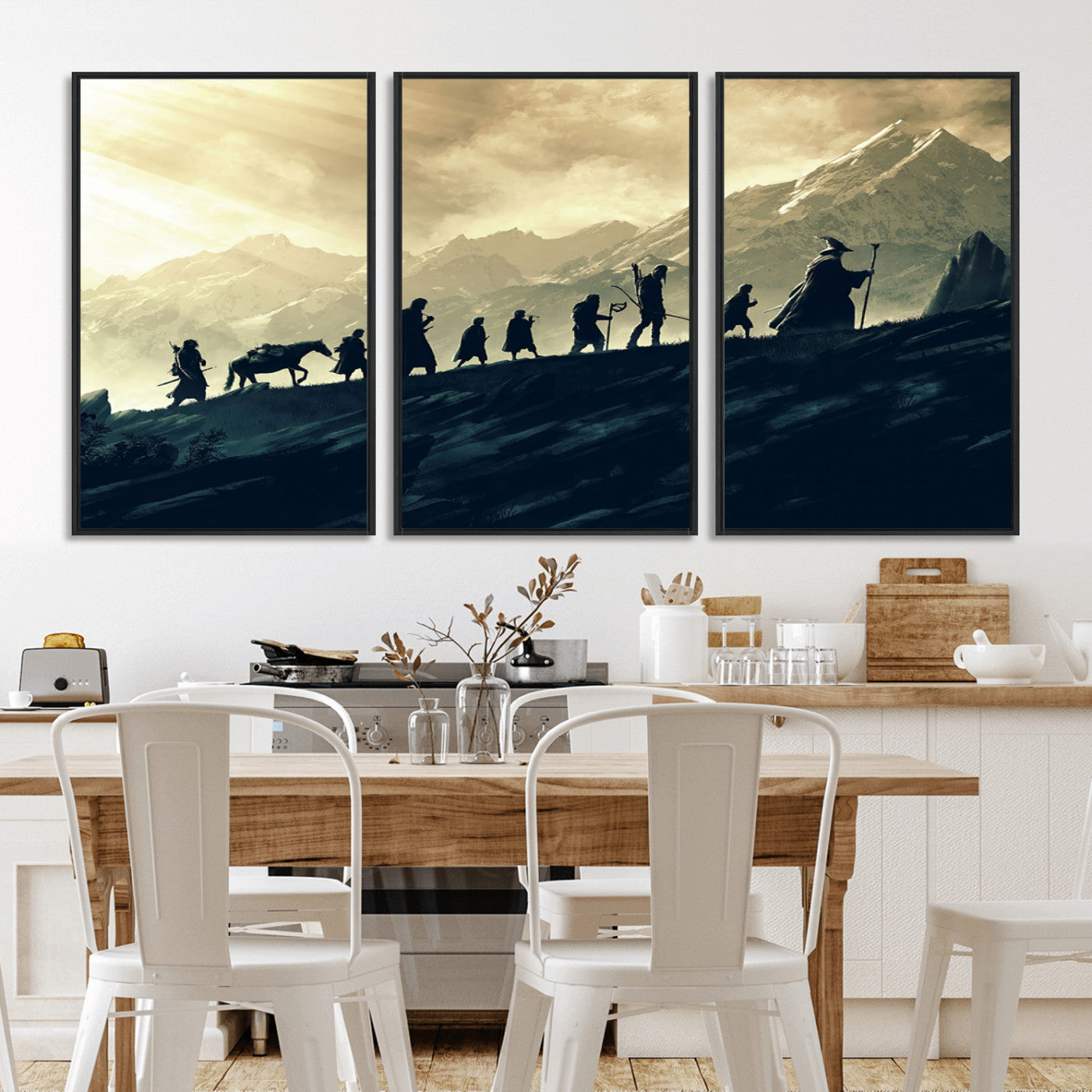41574-MGV-CV-36X24-Fellowship Journey Wall Art – Epic Fantasy Adventure Canvas Print, Mountain Landscape Decor for Living Room, Office or Man Cave