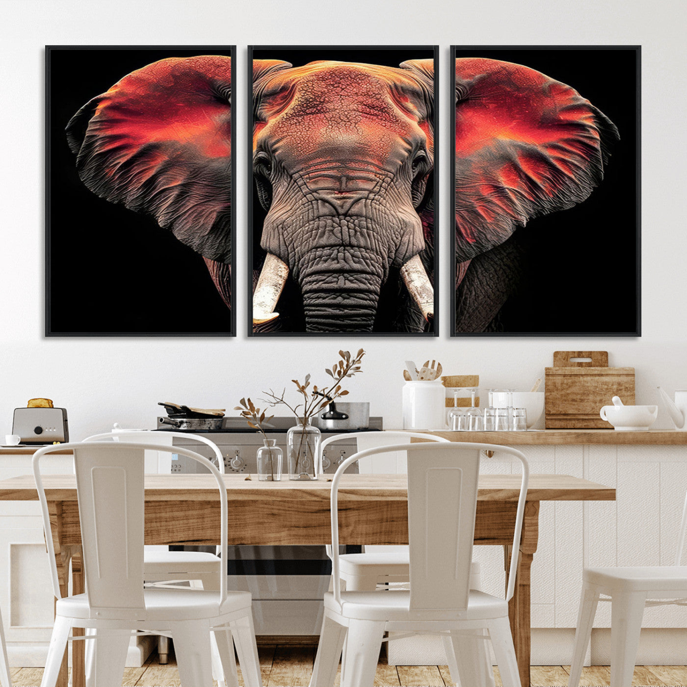 54719-MGV-FC-60X30-3P_Black-Elephant Wall Art – Majestic African Elephant Canvas Print, Wildlife Safari Animal Decor for Living Room, Bedroom, Office or Man