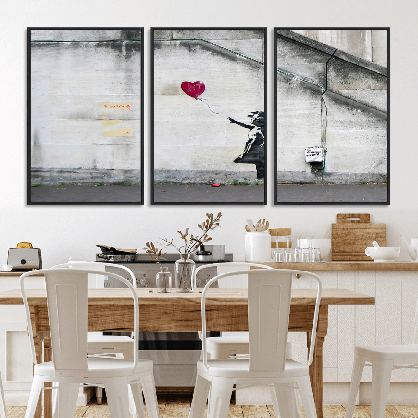 50559-MGV-CV-36X24-Banksy Girl with Balloon Wall Art – Famous Street Graffiti Canvas Print, Modern Urban Artwork for Living Room, Bedroom or Office