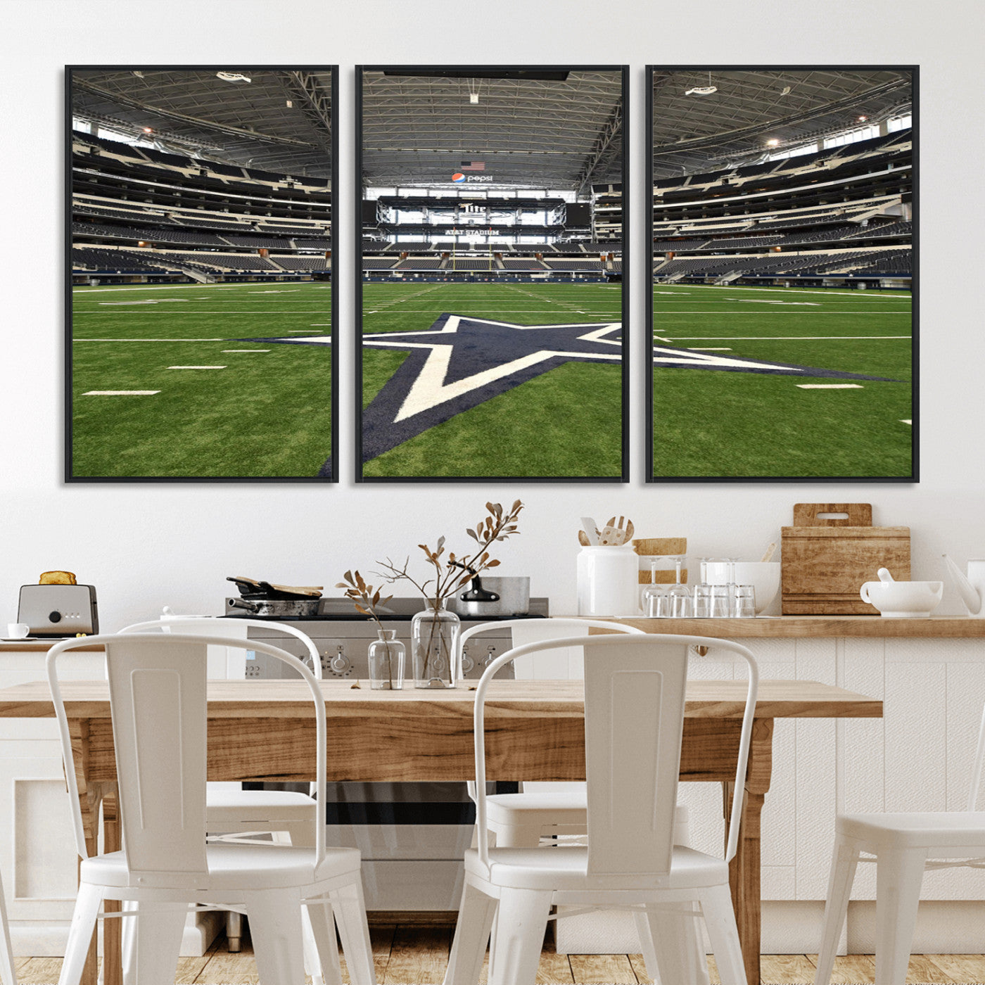 14834-MGV-FC-60X30-3P_Black-Dallas Att Stadium Wall Art Canvas Print, Framed Texas NFL Stadium Art Picture Print, American Football Stadium Perfect Sports