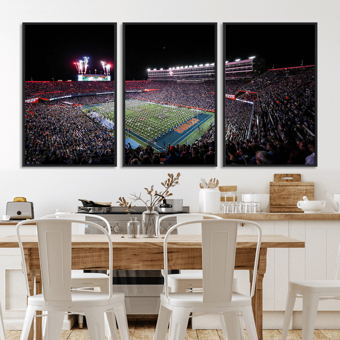 46899-MGV-FC-60X30-3P_Black-Ben Hill Griffin Stadium Wall Art Canvas Print, Framed Football Stadium Art Picture Print, Florida Football Stadium Perfect Sport