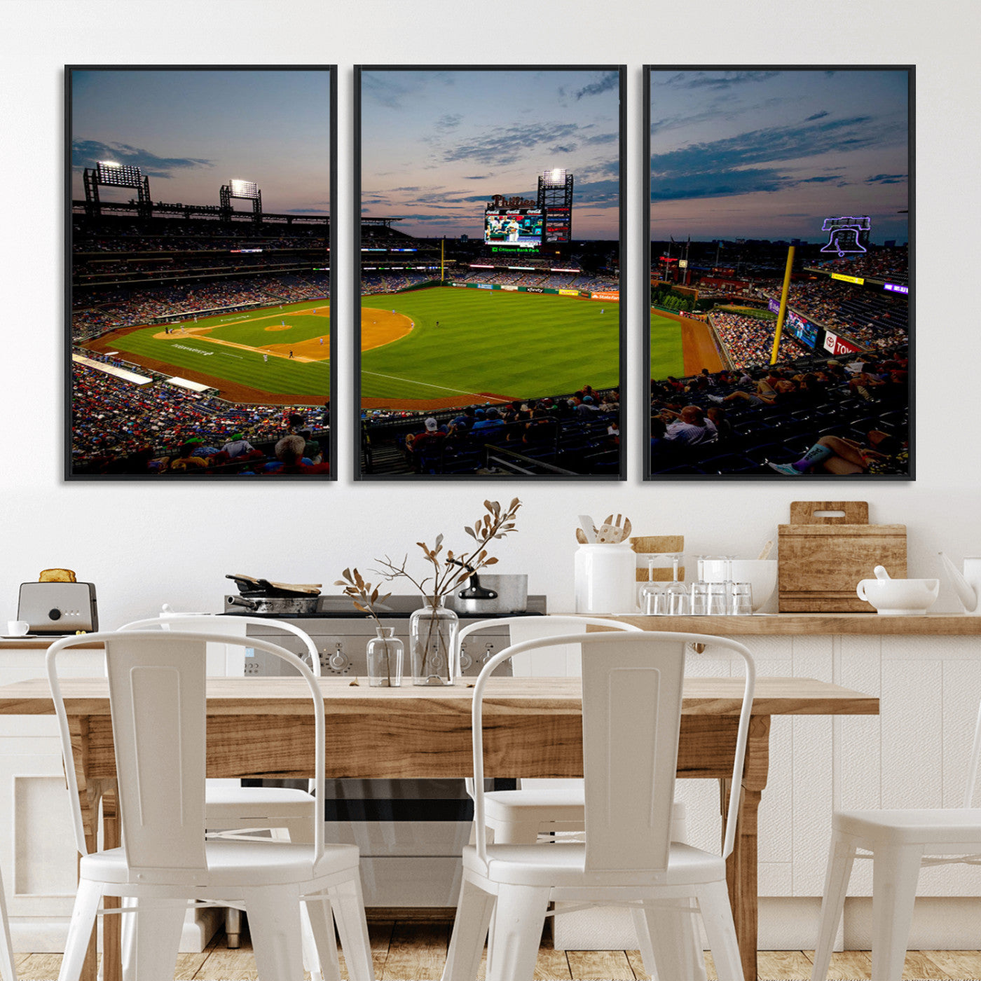 17415-MGV-FC-60X30-3P_Black-Philadelphia Phillies Stadium Wall Art Canvas Print, Framed Citizens Bank Park Art Picture Print, Phillies Stadium Field Perfect