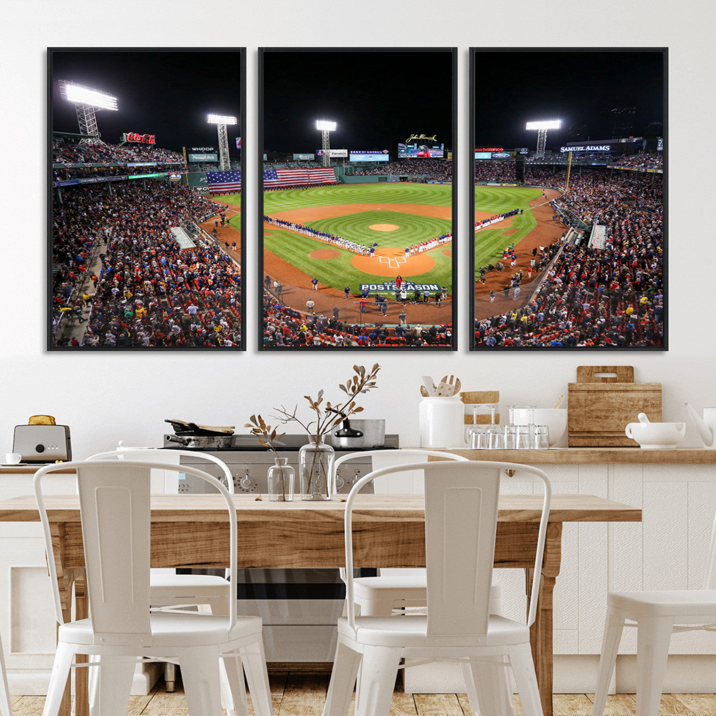47365-MGV-CV-36X24-Fenway Park Stadium Wall Art Canvas Print, Framed Boston Baseball Stadium Art Picture Print, MLB Stadium Field Perfect Sport Room