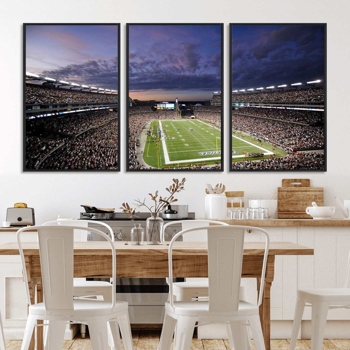 52712-MGV-CV-36X24-Gillette Stadium Field Wall Art Canvas Print, Framed Massachusetts Stadium Art Picture Print, Gillette Stadium Perfect Sport Room