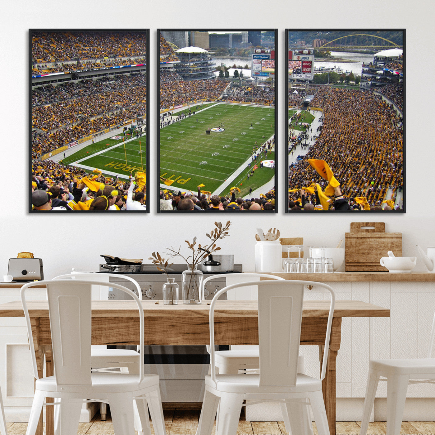 51419-MGV-CV-36X24-Heinz Field Wall Art Canvas Print, Framed Pittsburgh Stadium Field Art Picture Print, Heinz Stadium Field Perfect Sports Room