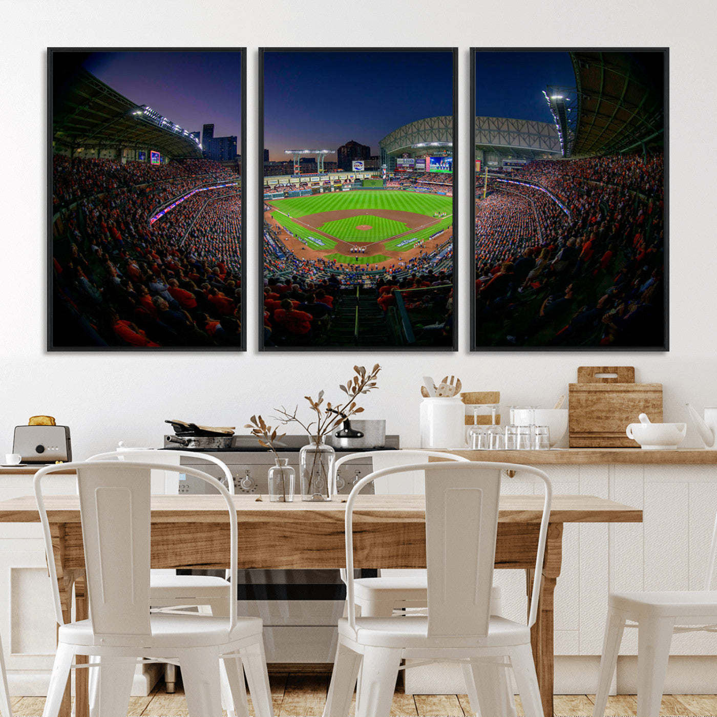 44322-MGV-FC-60X30-3P_Black-Minute Maid Park Wall Art Canvas Print, Framed Houston Astros Stadium Art Picture Print, Houston Astros Field Perfect Sports Room