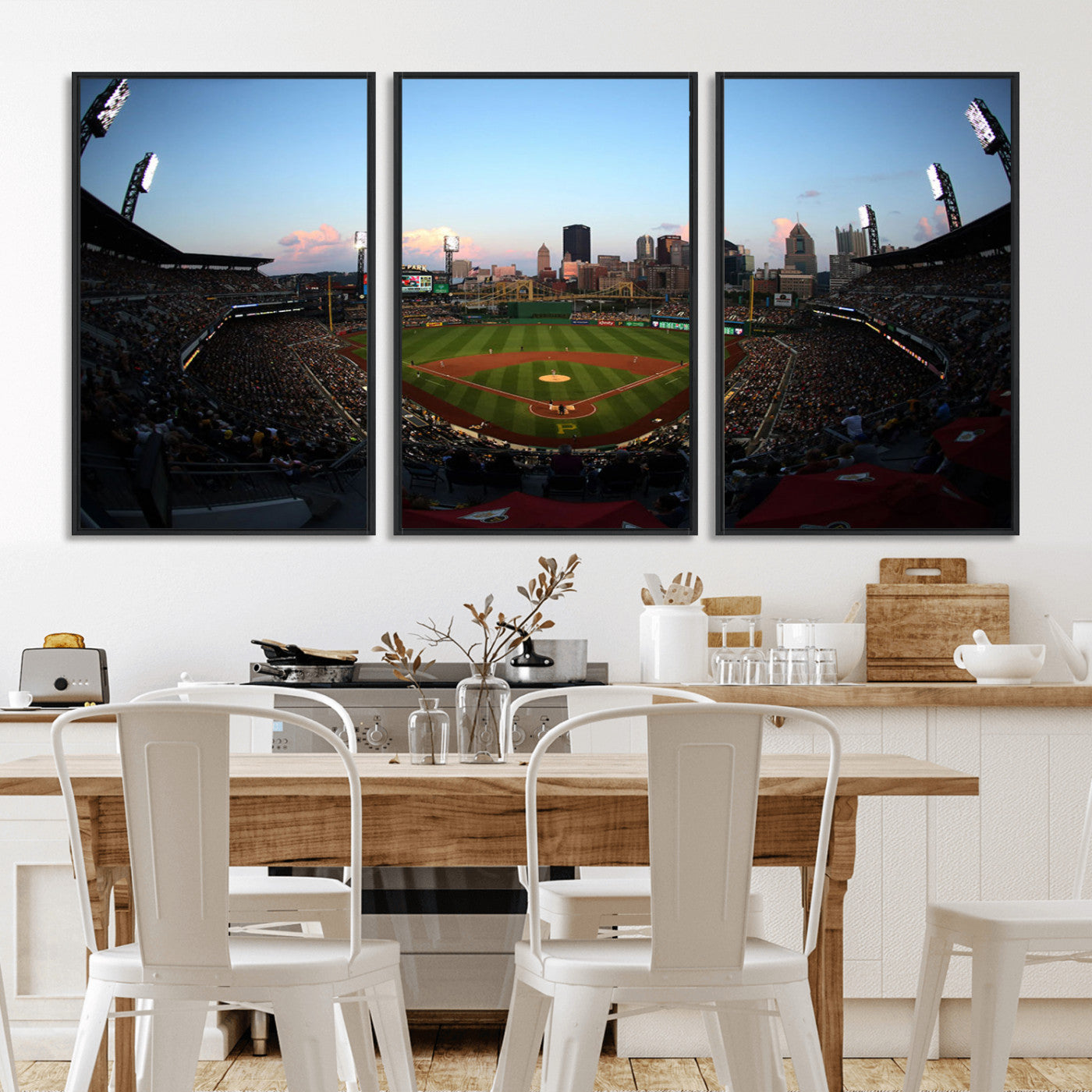 67670-MGV-CV-36X24-PNC Park Stadium Wall Art Canvas Print, Framed Pittsburgh Pirates Stadium Art Picture Print, PNC Park Field Perfect Sport Room