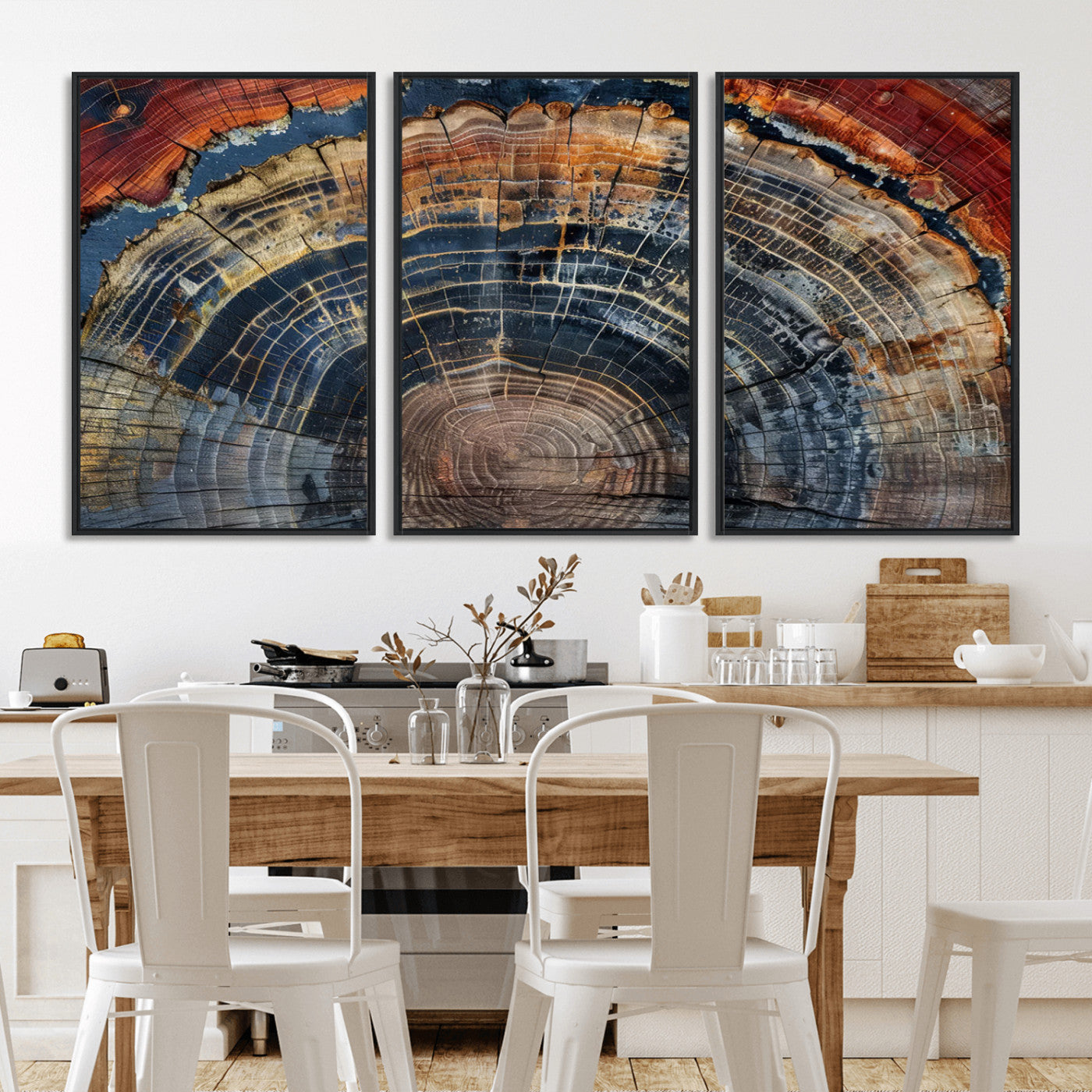 63519-MGV-FC-60X30-3P_Black-Tree Ring Wall Art – Rustic Nature Wood Grain Canvas Print, Abstract Natural Texture Artwork Poster for Living Room, Bedroom,