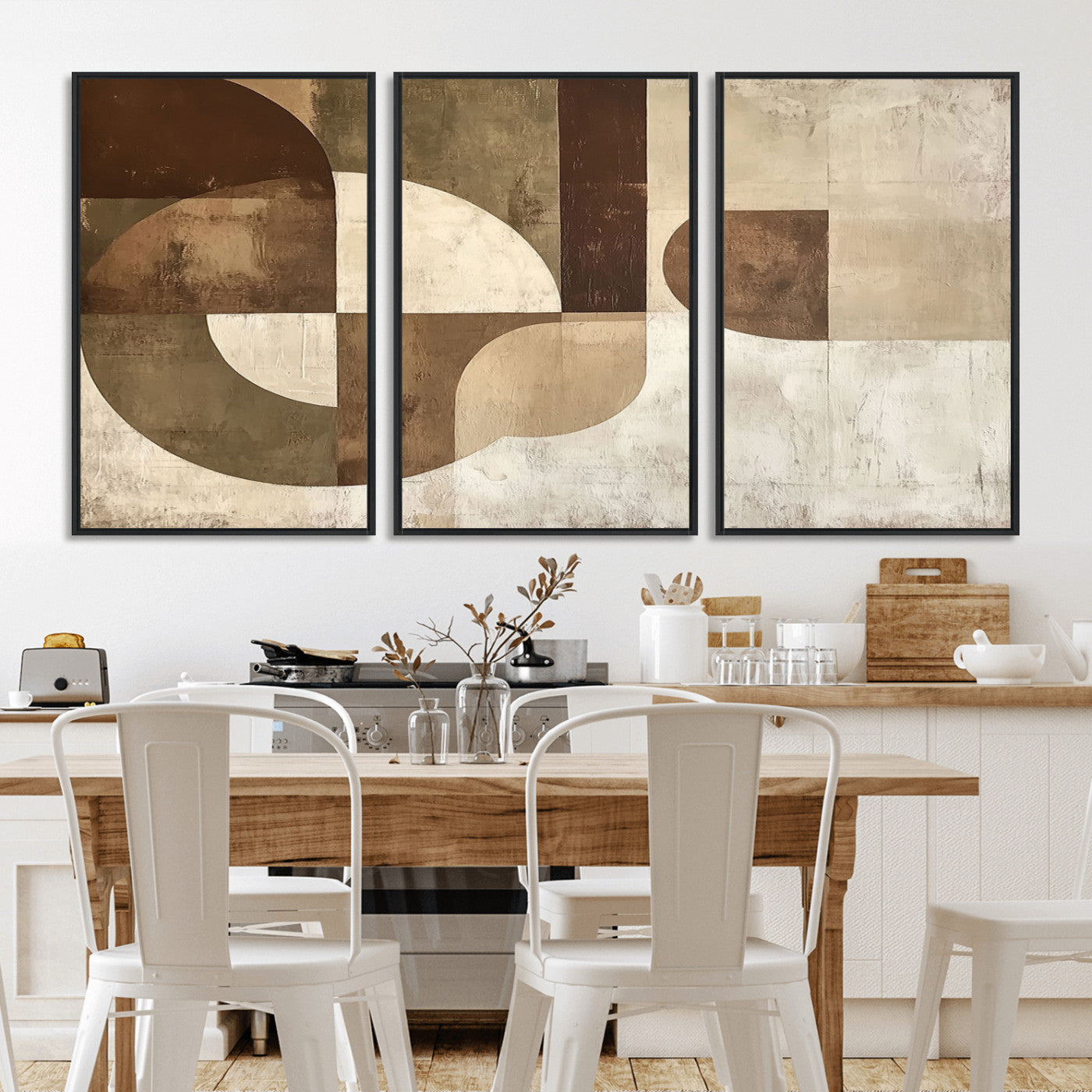 59767-MGV-CV-36X24-Abstract Geometric Shapes Wall Art – Modern Minimalist Canvas Print, Neutral Brown Beige Tan Artwork for Living Room, Bedroom,