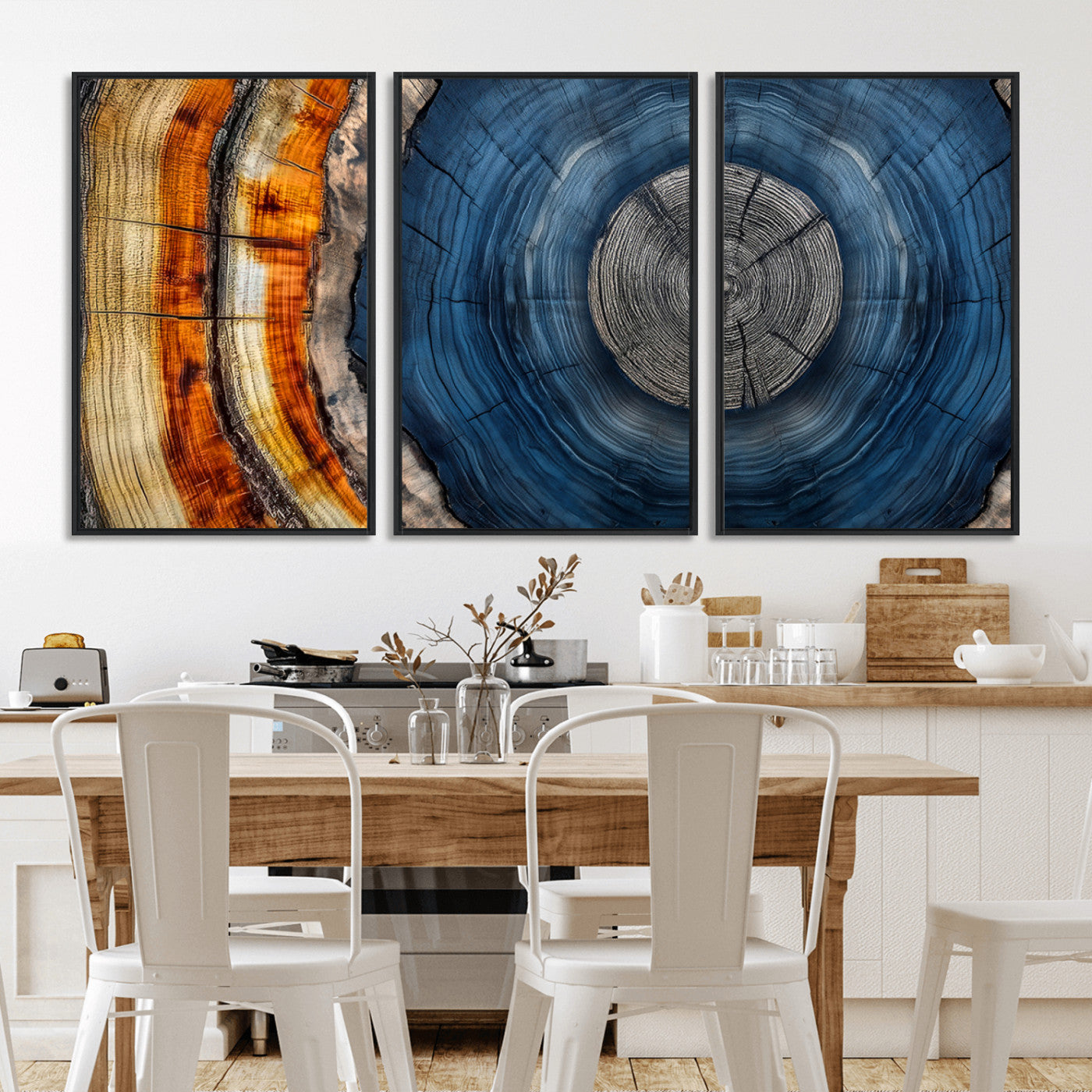 84489410-MGV-CV-36X24-Framed Abstract Tree Ring Wall Art Print, Natural Rustic Wood Texture Canvas Print, Wood Tree Stump Farmhouse, Log Cabin Wooden