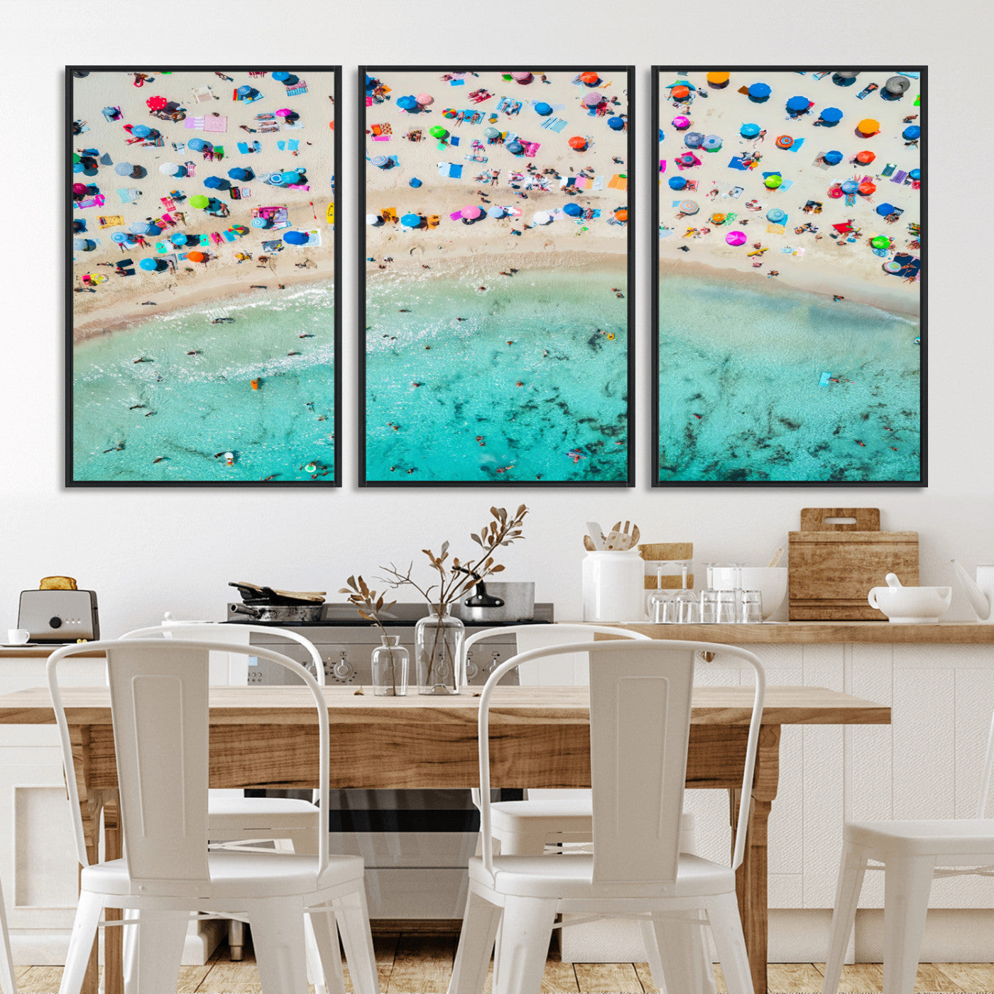 76172085-MGV-CV-36X24-Tropical Shoreline Wall Art Canvas Print, Framed Beach Relaxing Art Picture Print, Aerial Summer Perfect Coastal Vibrant Decor